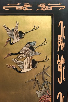 Chinese Gold Leaf Six Panel Coromandel Screen Room Divider