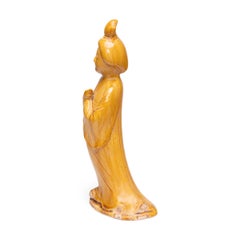 Chinese Goldenrod Yellow Guanyin Figure, Early 20th Century