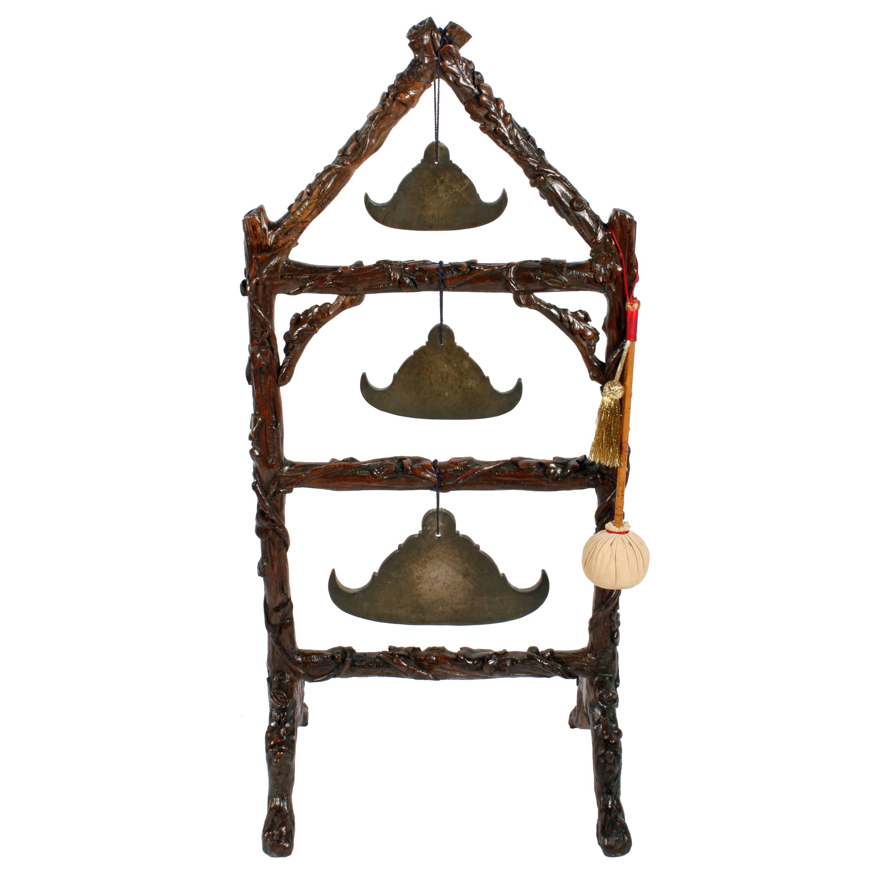 19th Century Chinese Gong on Black Forest Stand