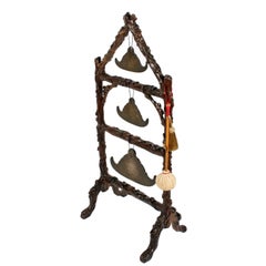 Antique Chinese Gong on Black Forest Stand