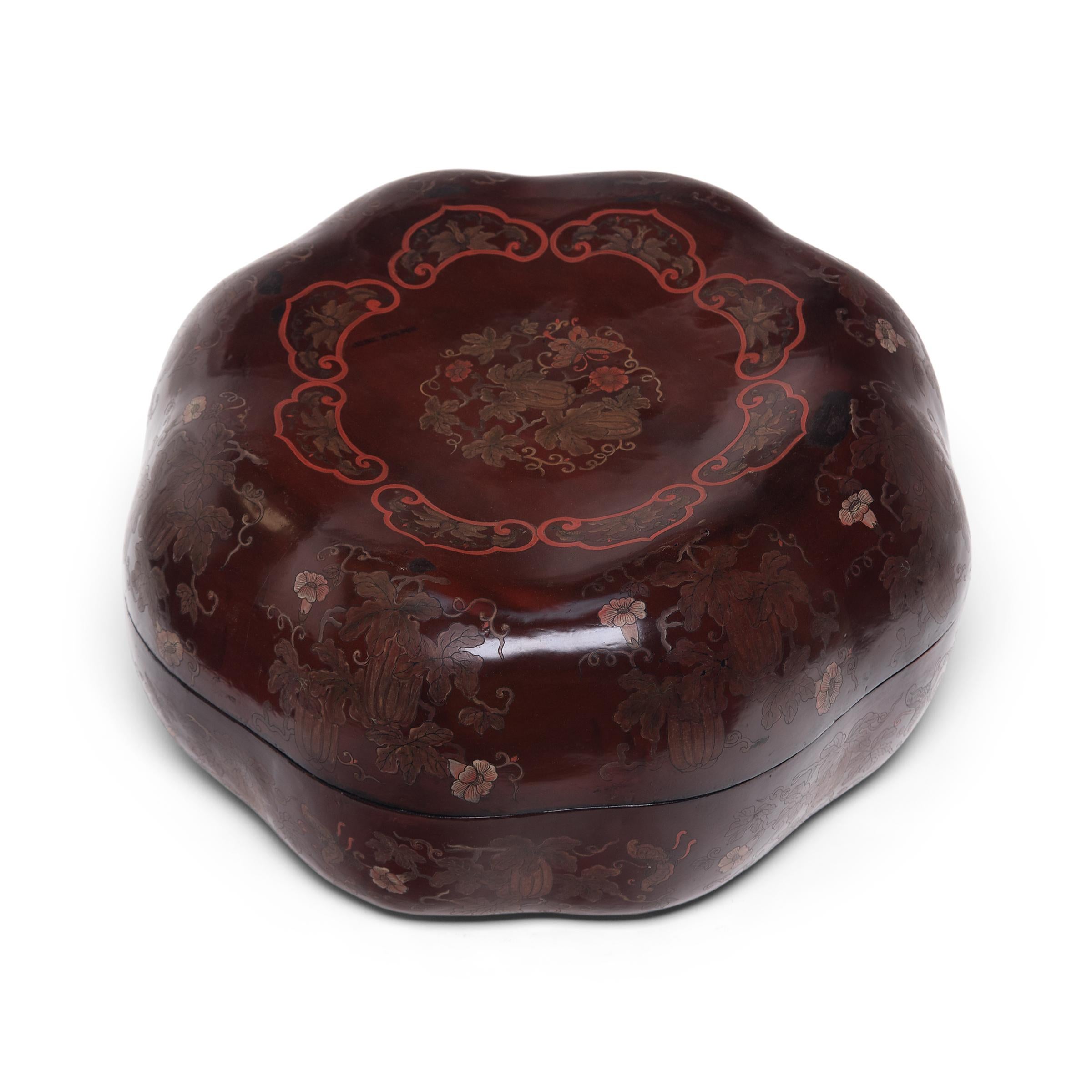 Caja de presentación china con forma de calabaza, hacia 1850 en Bueno estado para la venta en Chicago, IL