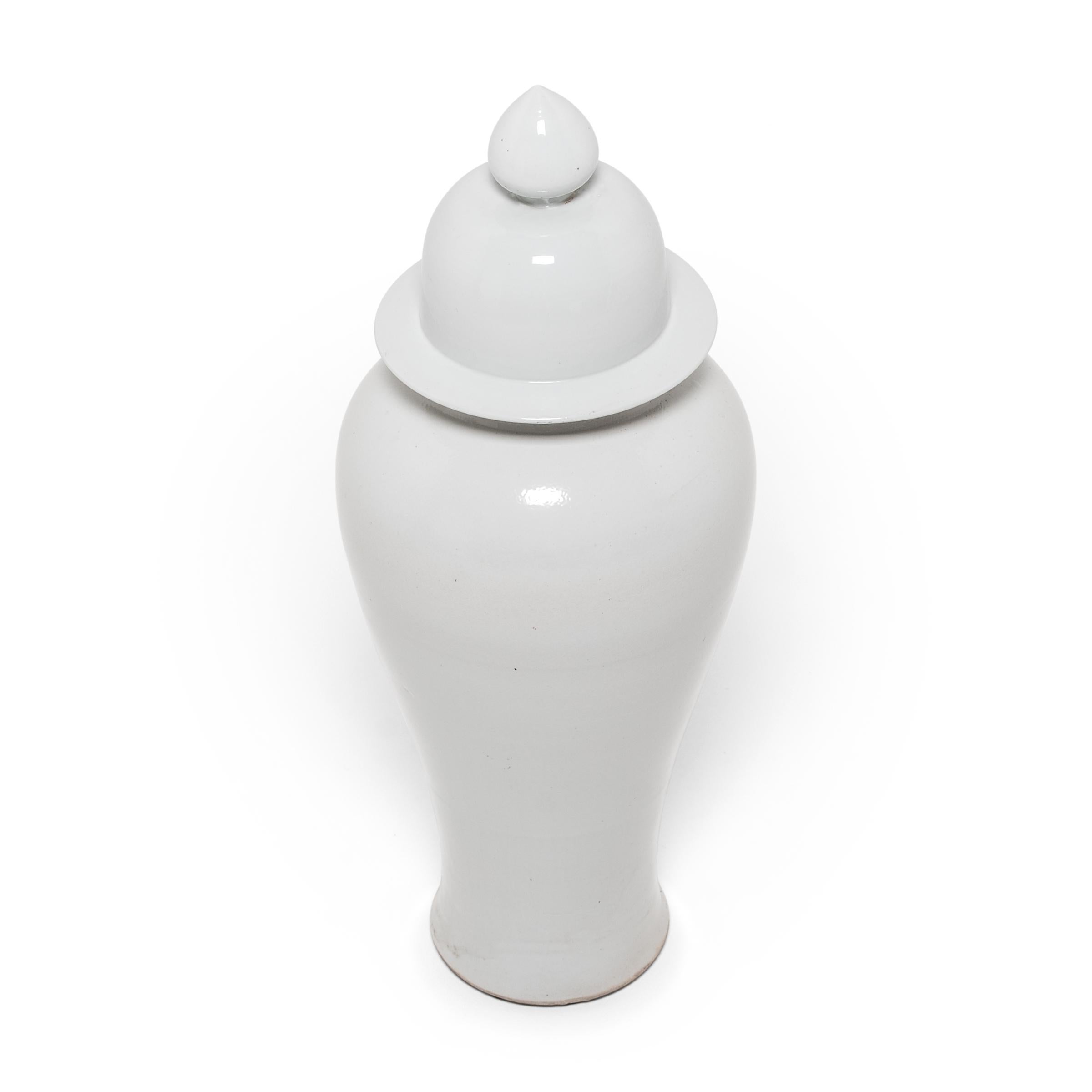 Minimalist Grand Chinese White Baluster Jar For Sale