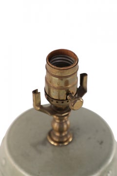 Chinese Gray Barrel Porcelain Table Lamp