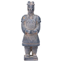 Chinese Gray Ceramic Figure Depicting a Dignitary