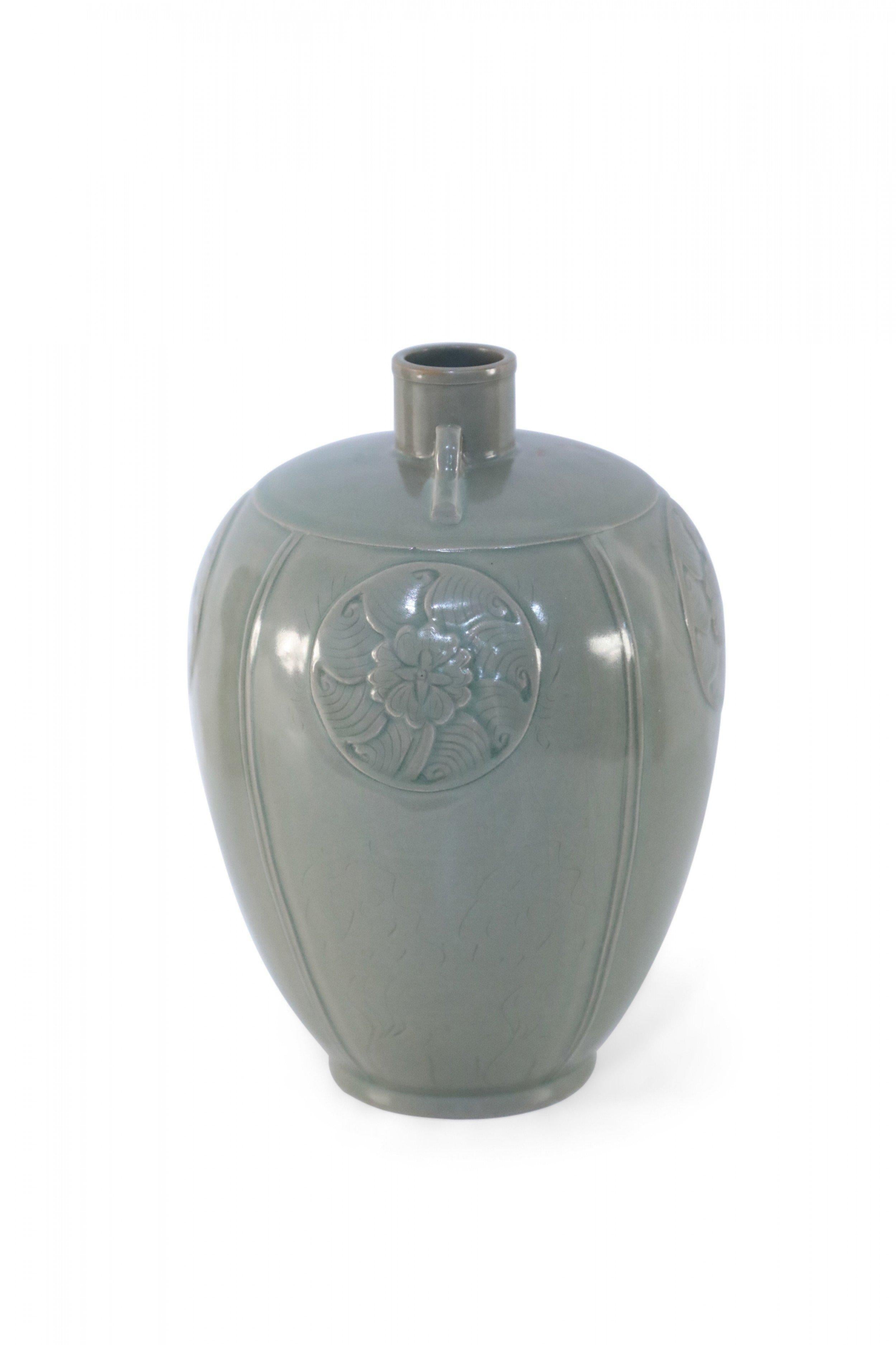 Chinese Export Chinese Gray Incised Meiping Porcelain Vase