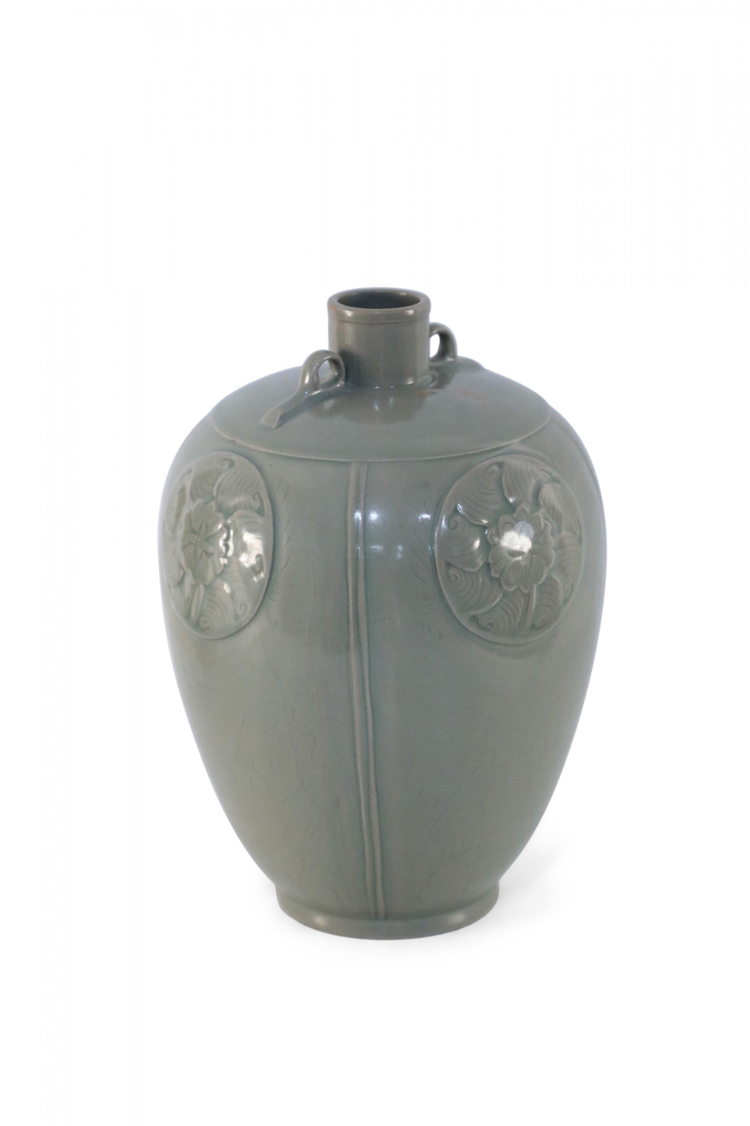 Chinese Gray Incised Meiping Porcelain Vase In Good Condition In New York, NY