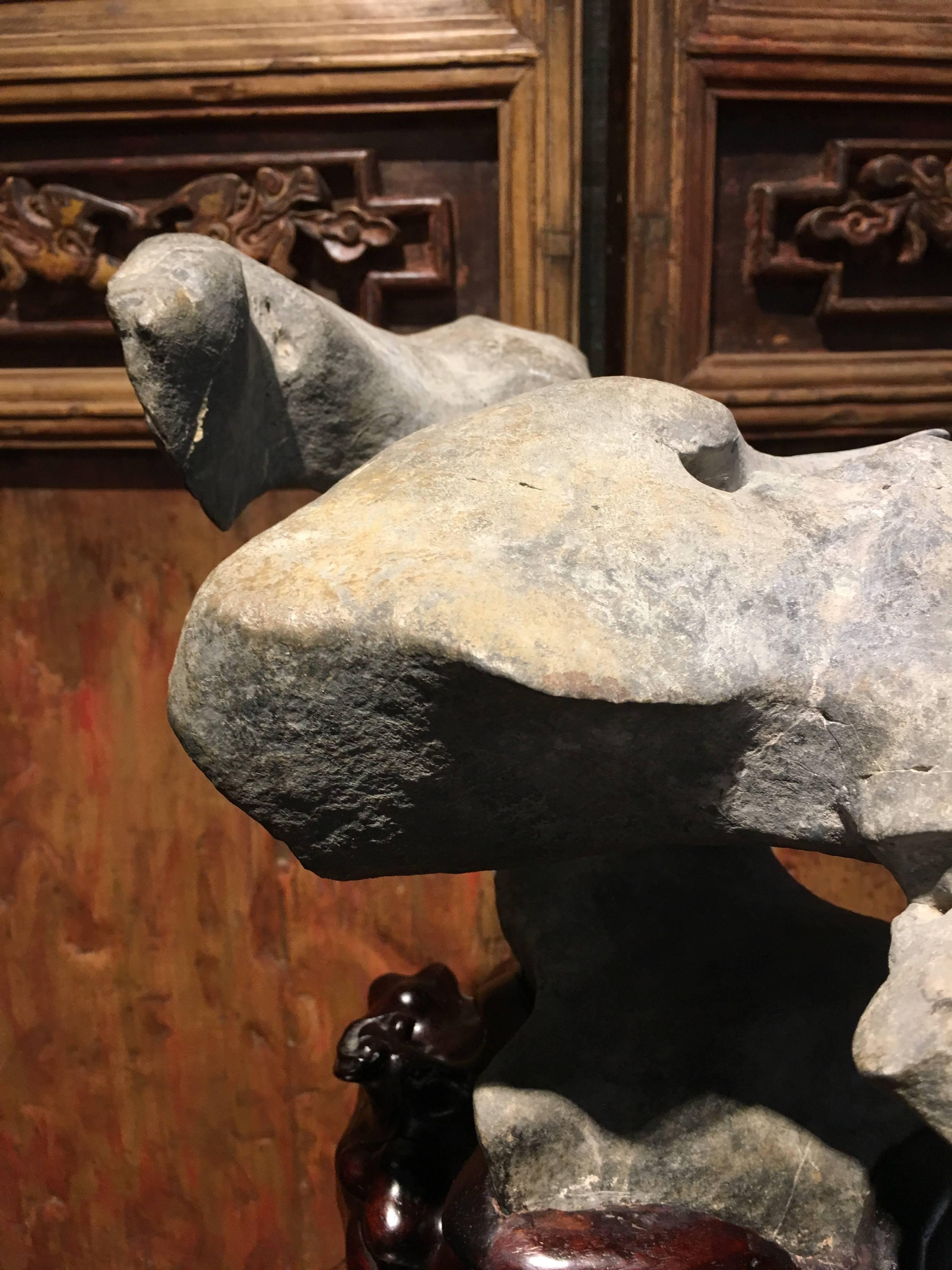 Chinese Gray Lingbi Scholar Stone, Early 20th Century For Sale 5
