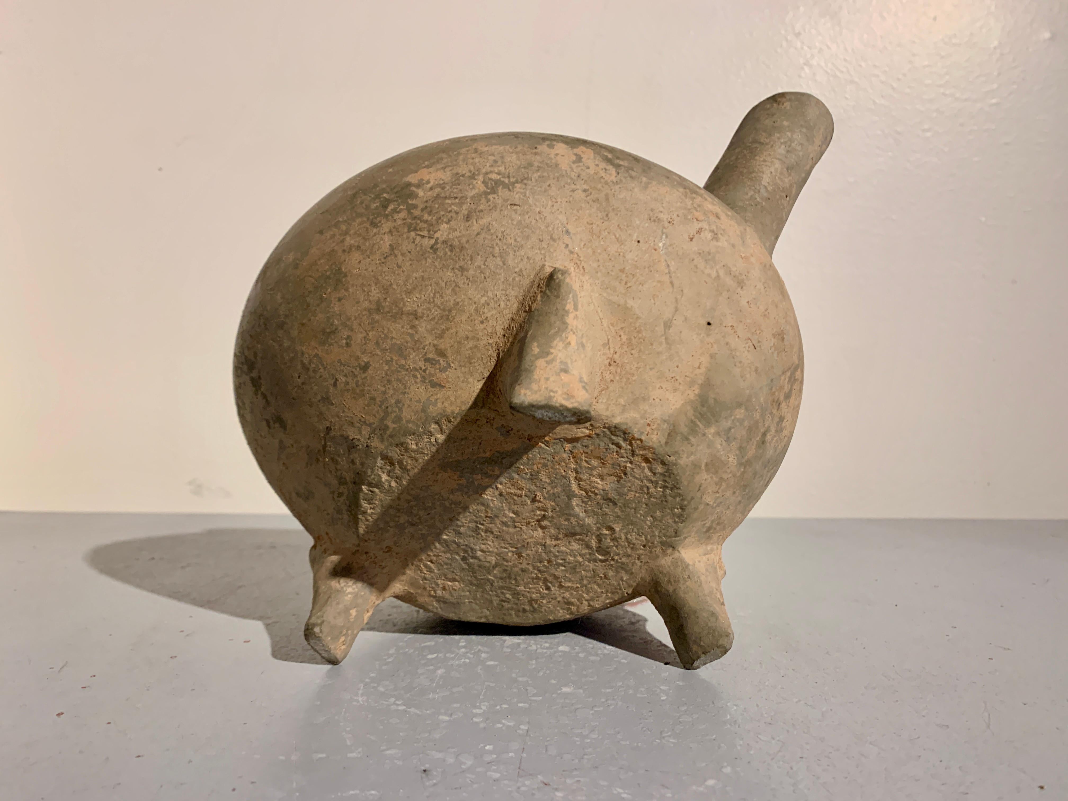 Chinese Gray Potter Tripod Pouring Vessel, He, Warring States Period, China 2