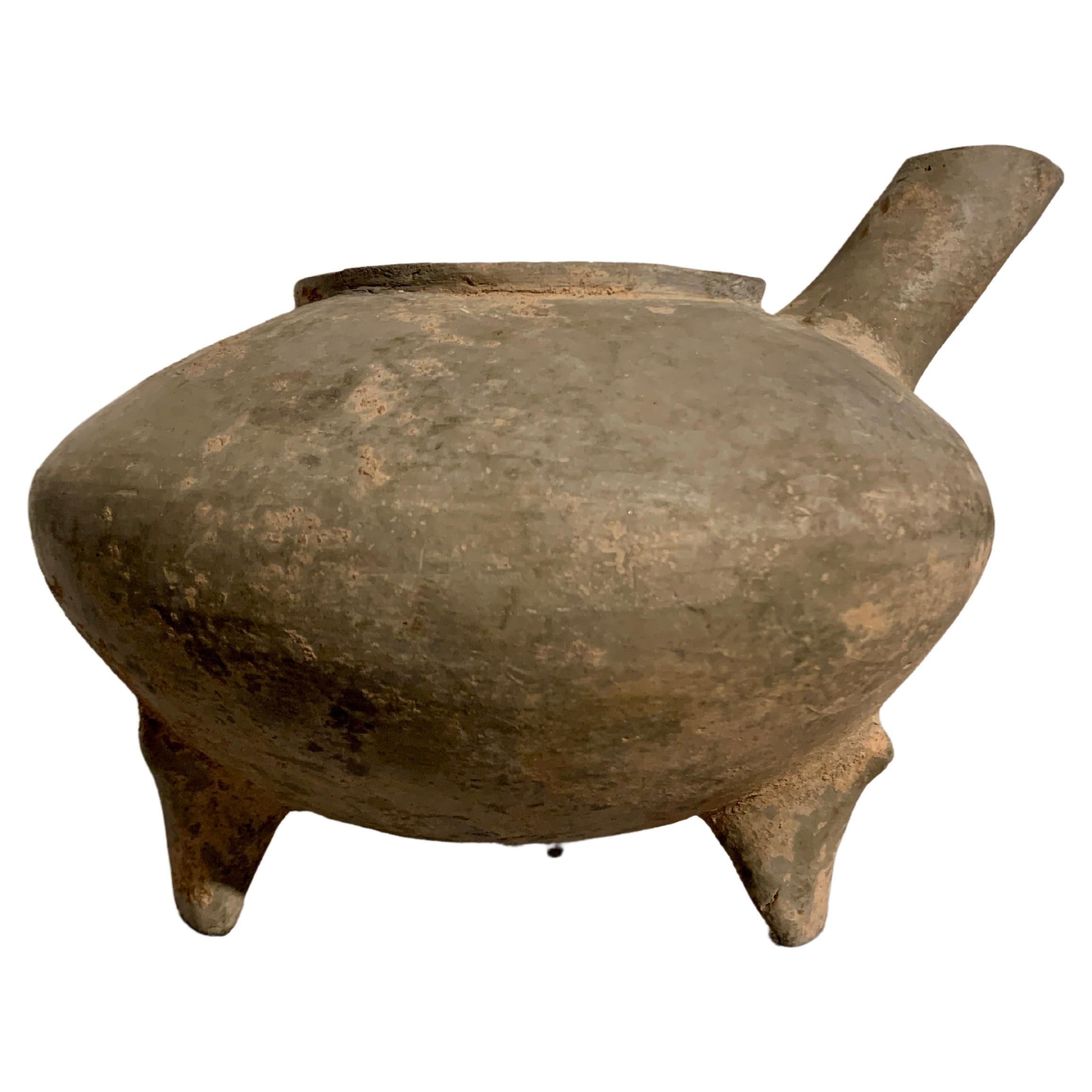 Chinese Gray Potter Tripod Pouring Vessel, He, Warring States Period, China