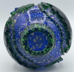 Chinese Green and Blue Peking Cut Glass Vase with Thin long Neck, Ca. 1910