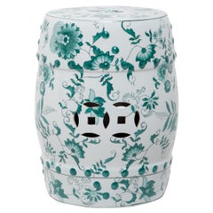 Chinese Green and White Ceramic Drum Stool