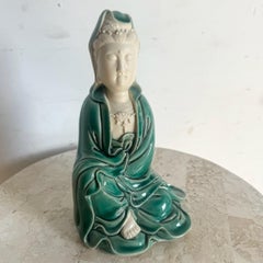 Chinese Green and White Porcelain Quin Yan Sculpture