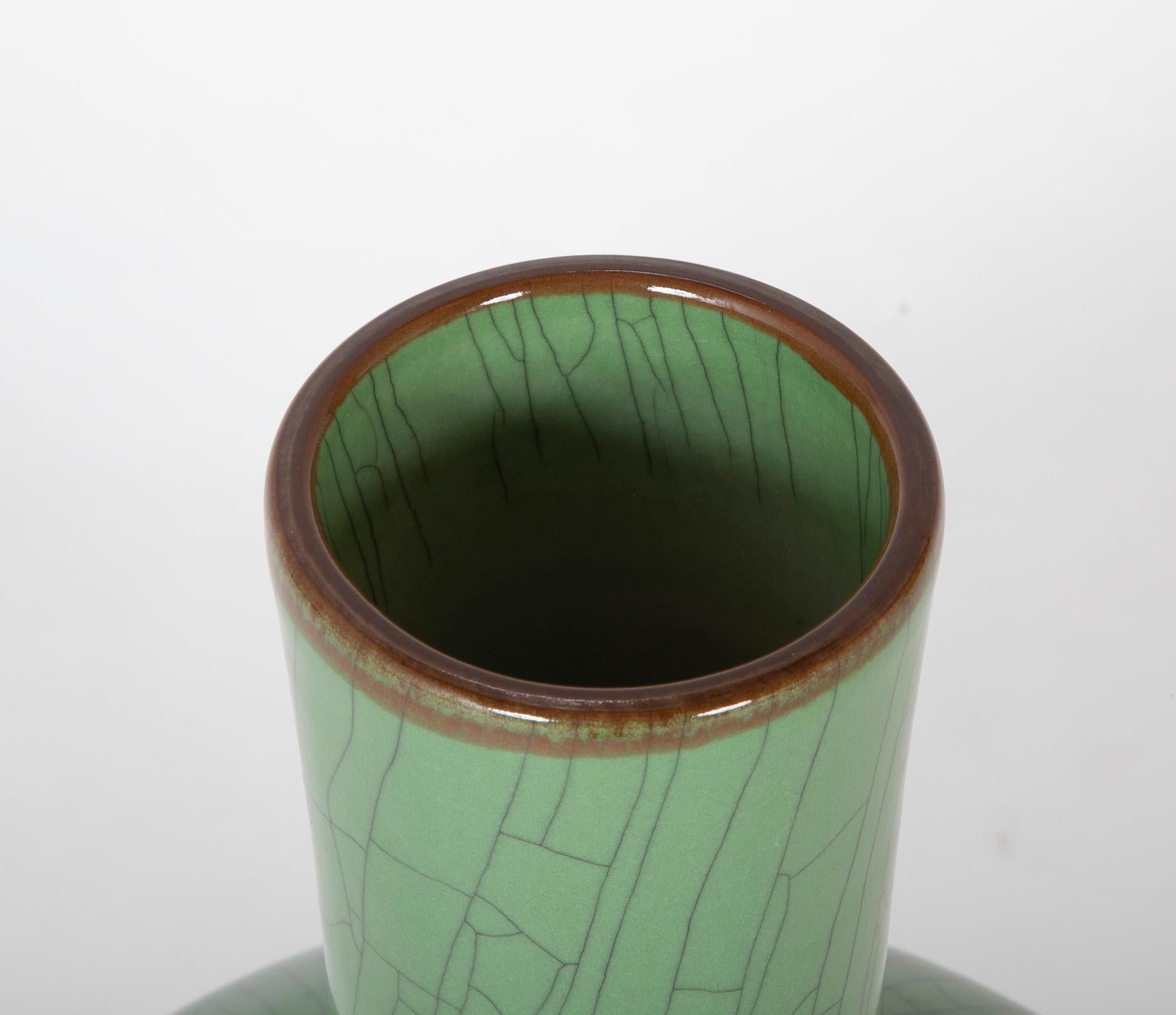 Glazed Chinese Green Glaze Large Scale Vase