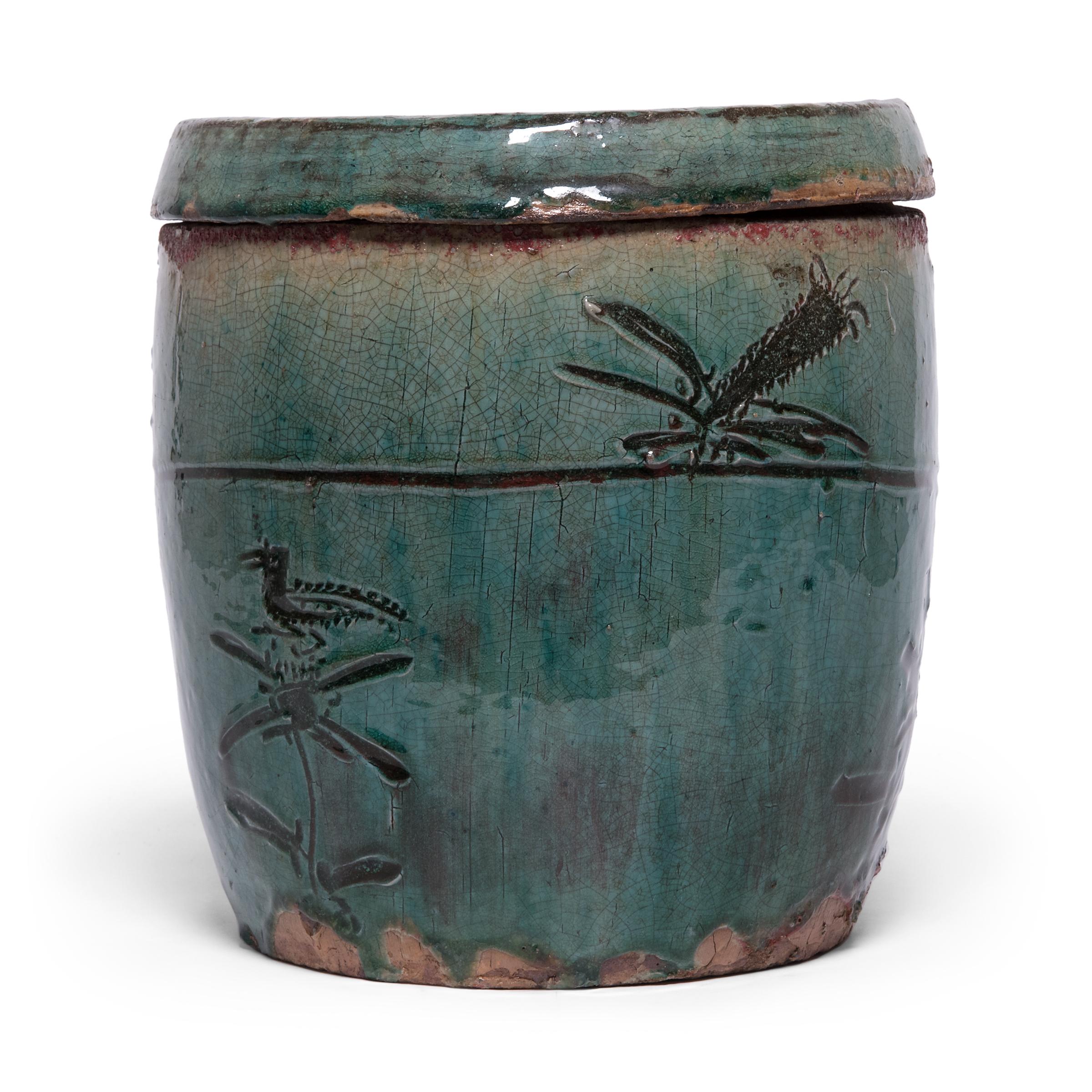 Qing Chinese Green Glazed Apothecary Jar, c. 1900