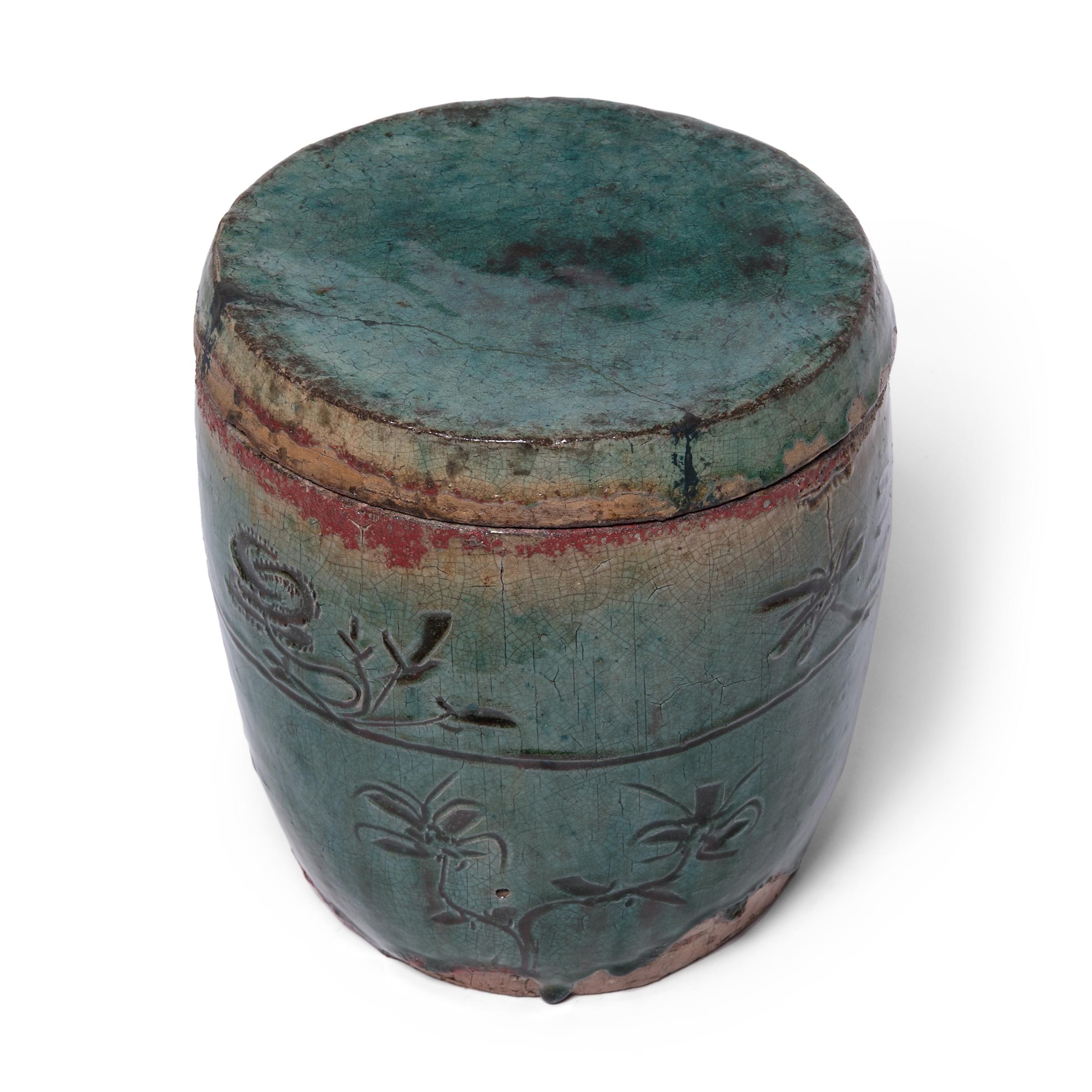 Chinese Green Glazed Apothecary Jar, c. 1900 1