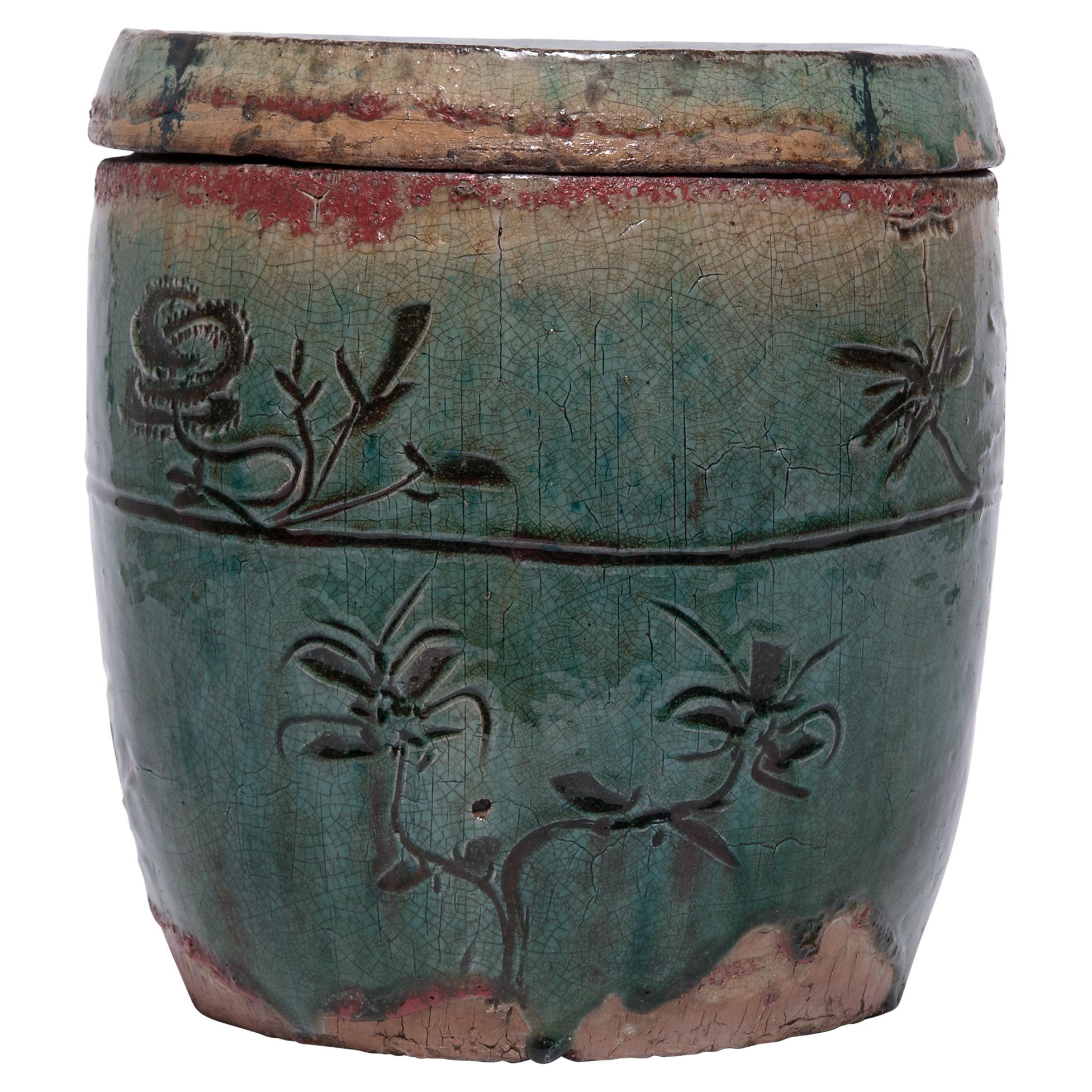 Chinese Green Glazed Apothecary Jar, c. 1900