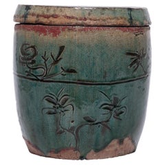 Antique Chinese Green Glazed Apothecary Jar, c. 1900