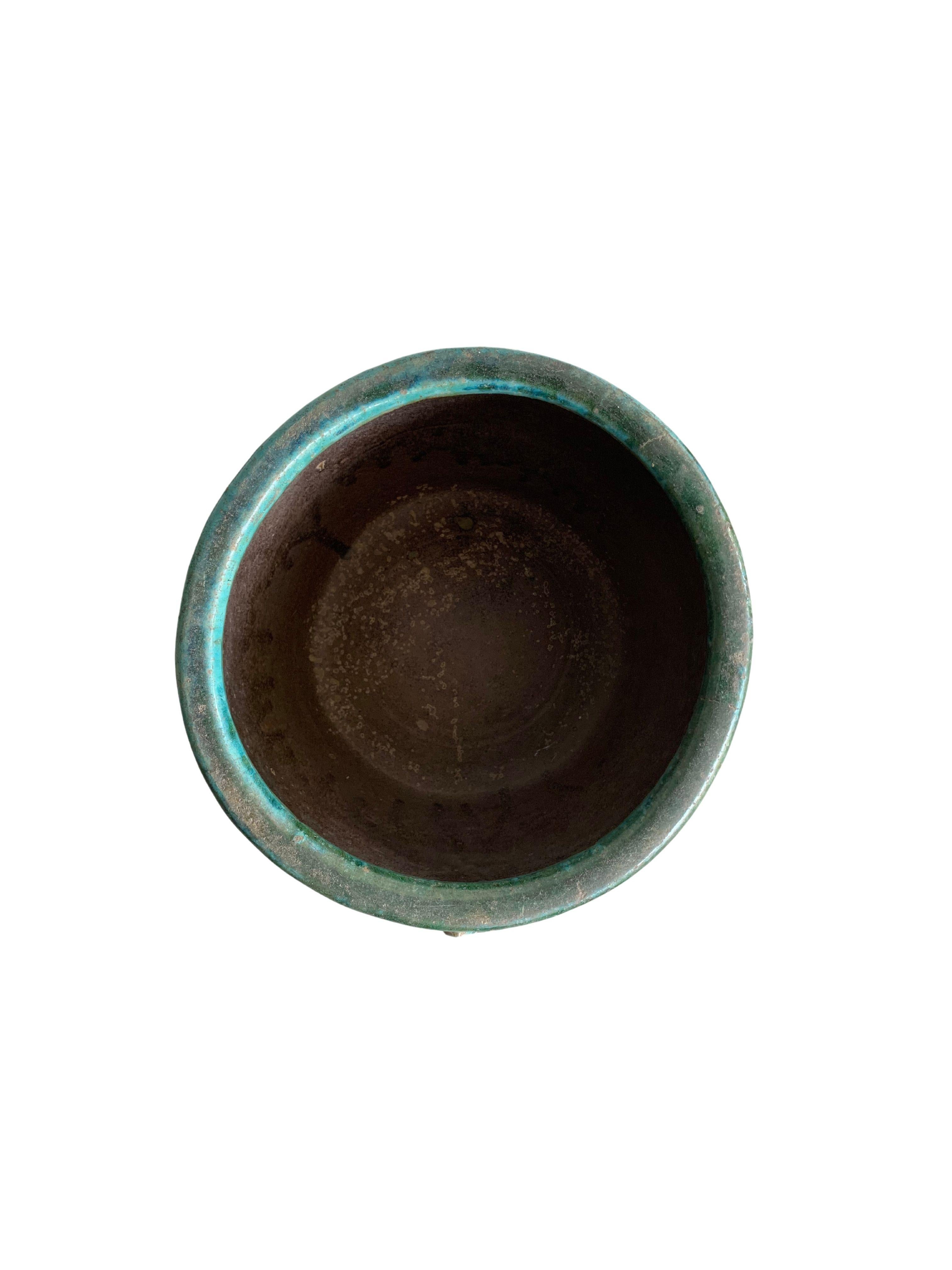 Cinese Vaso per la conservazione del lardo di maiale in ceramica smaltata verde cinese, 1900 ca. in vendita