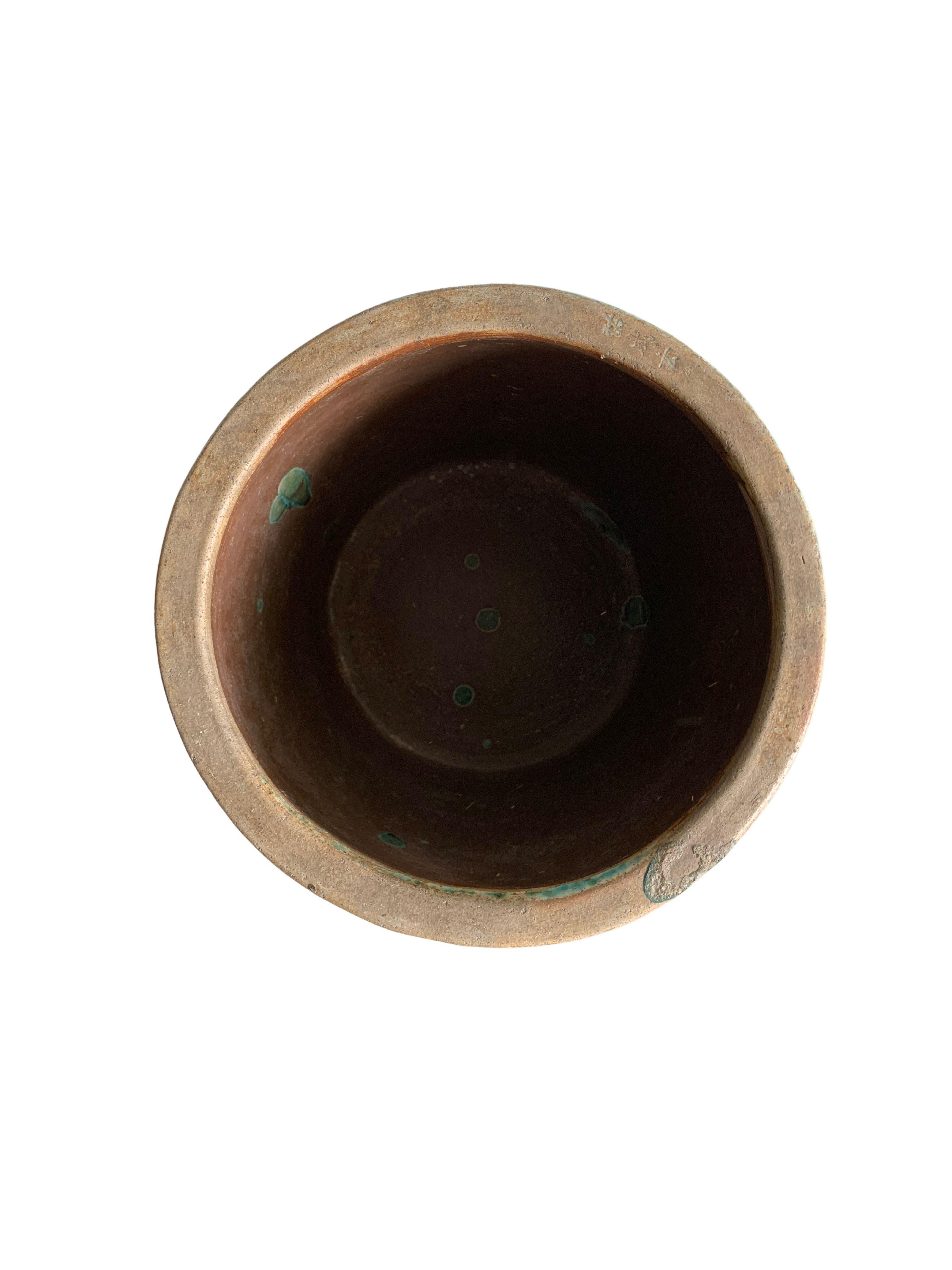 Chinesisches grünes glasiertes Soy Sauce Aufbewahrungsgefäß/Pflanzgefäß aus Keramik, um 1900 im Angebot 1