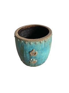 Chinese Green Glazed Ceramic "White Oil" Storage Jar / Planter, c. 1900
