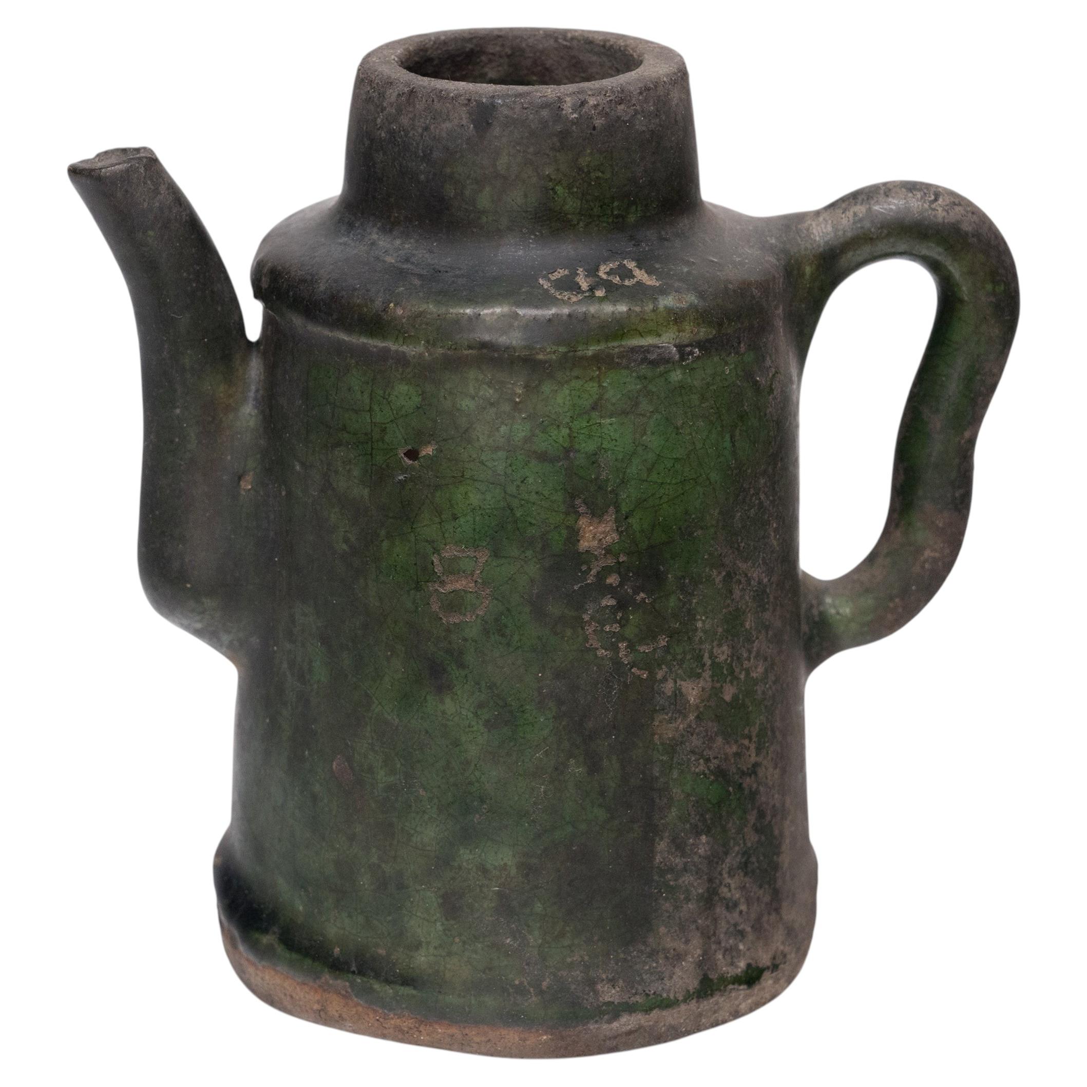 Recipiente chino para condimentos, vidriado en verde, c. 1800 en venta