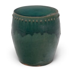 Chinese Green Glazed Drum Stool, c. 1900