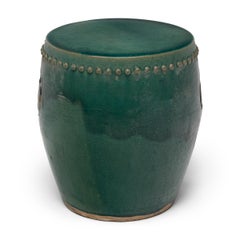Tabouret chinois à tambour glacé vert, c. 1900