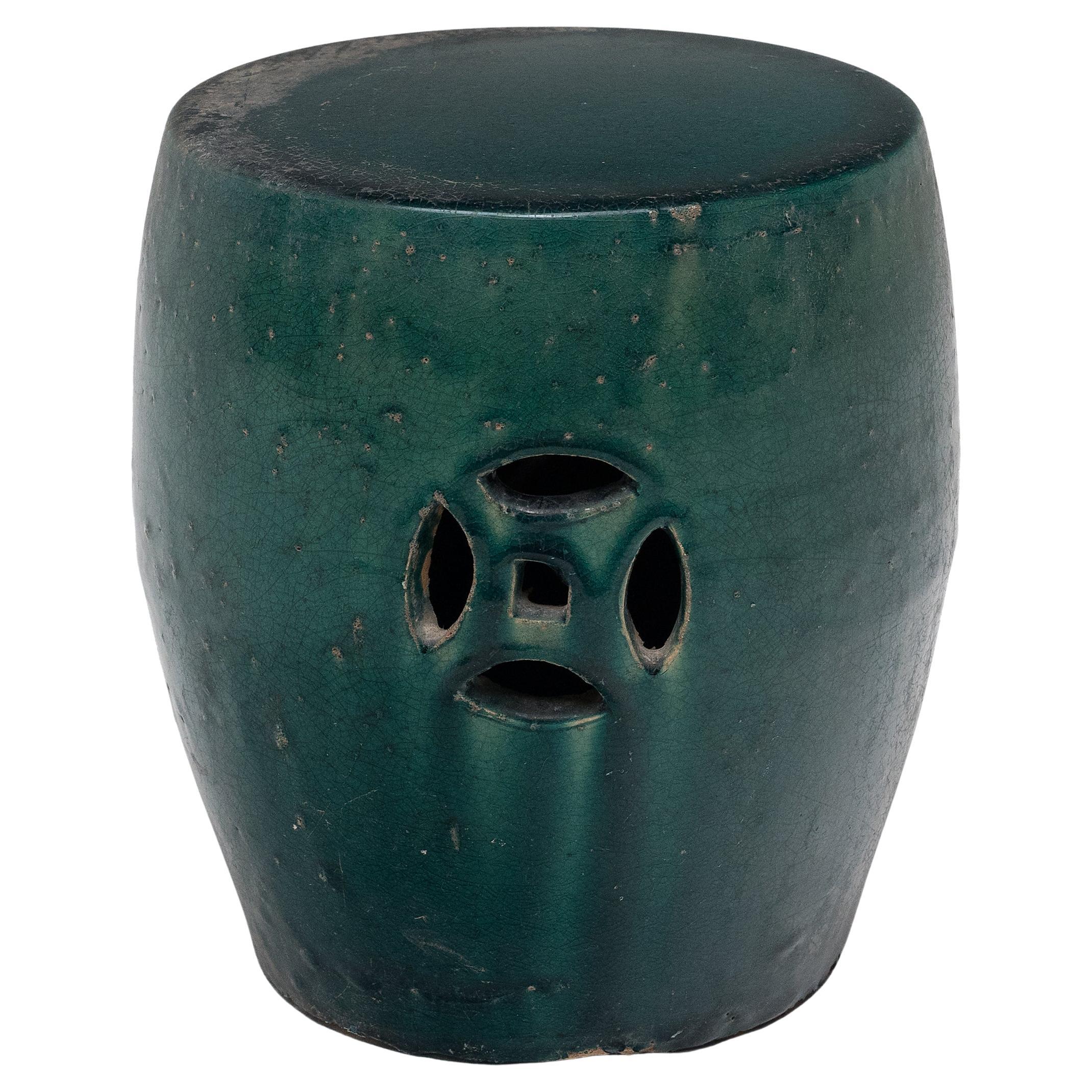 Chinese Green Glazed Drum Stool, c. 1900