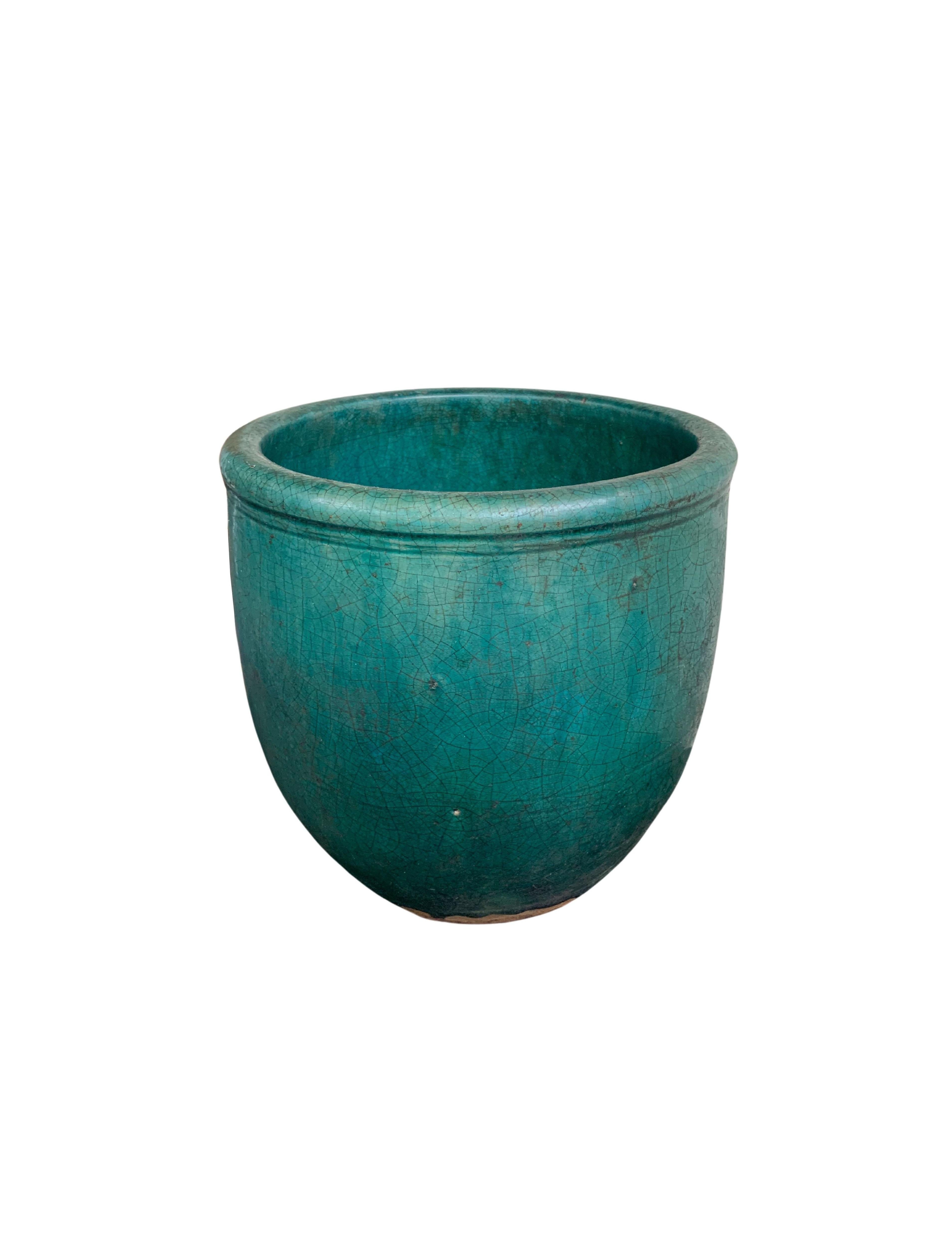 Qing Chinese Green Glazed Jar / Planter, c. 1900 For Sale