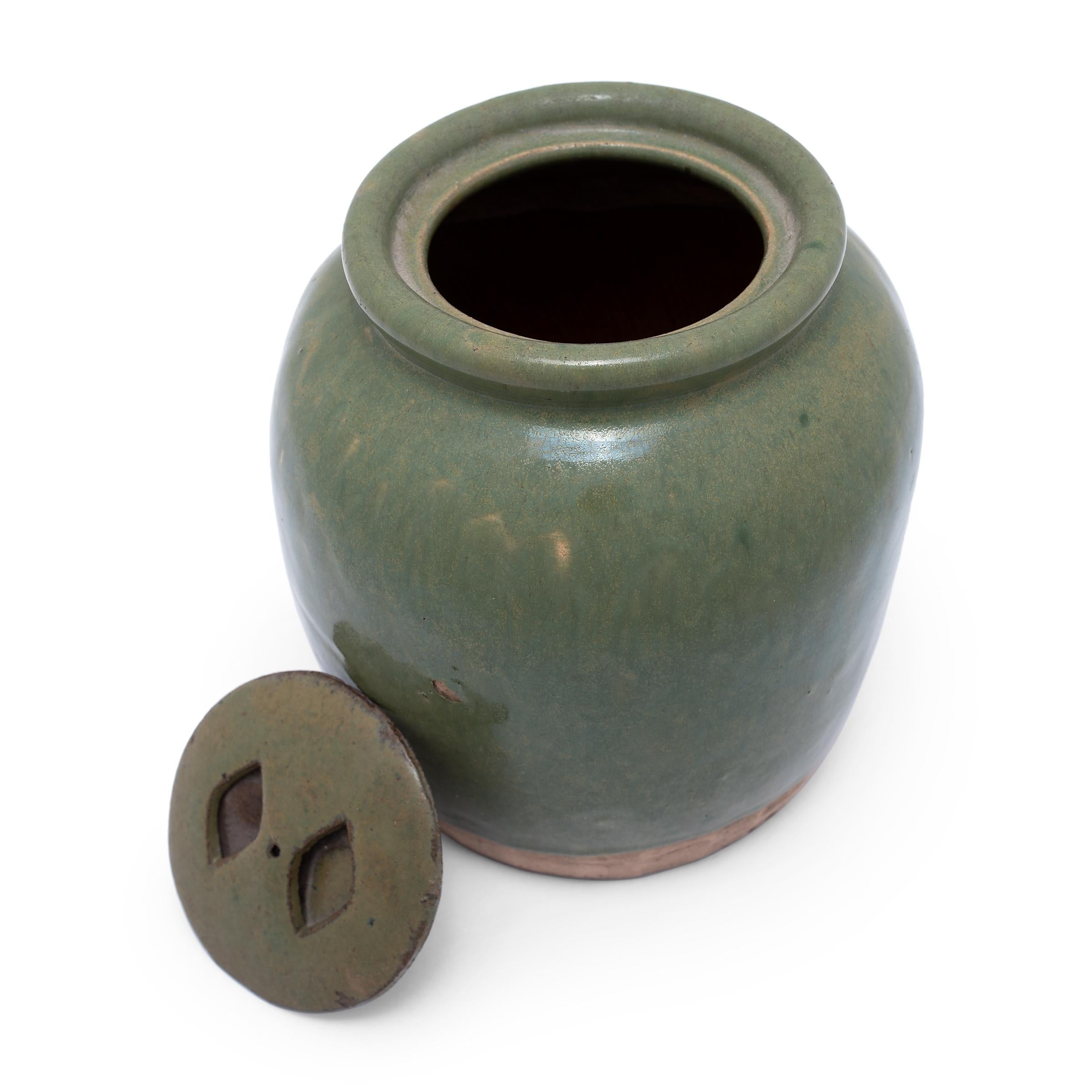 20th Century Chinese Green Glazed Pickling Jar