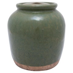 Vintage Chinese Green Glazed Pickling Jar