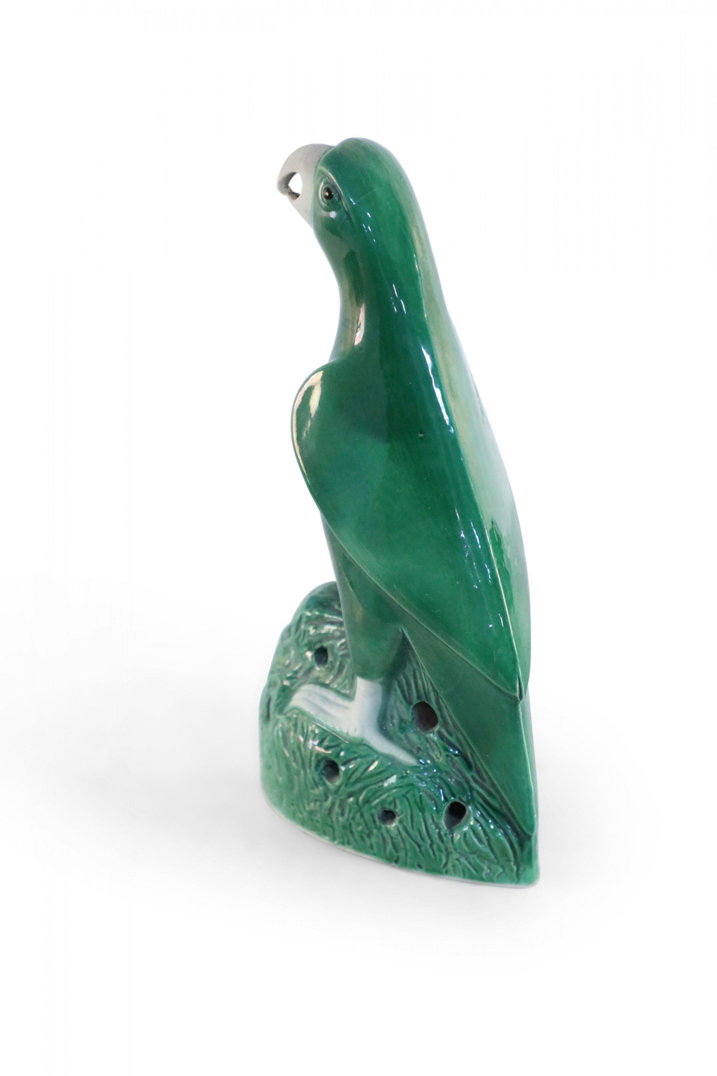 Chinese Export Chinese Green Glazed Porcelain Parrot Statue For Sale