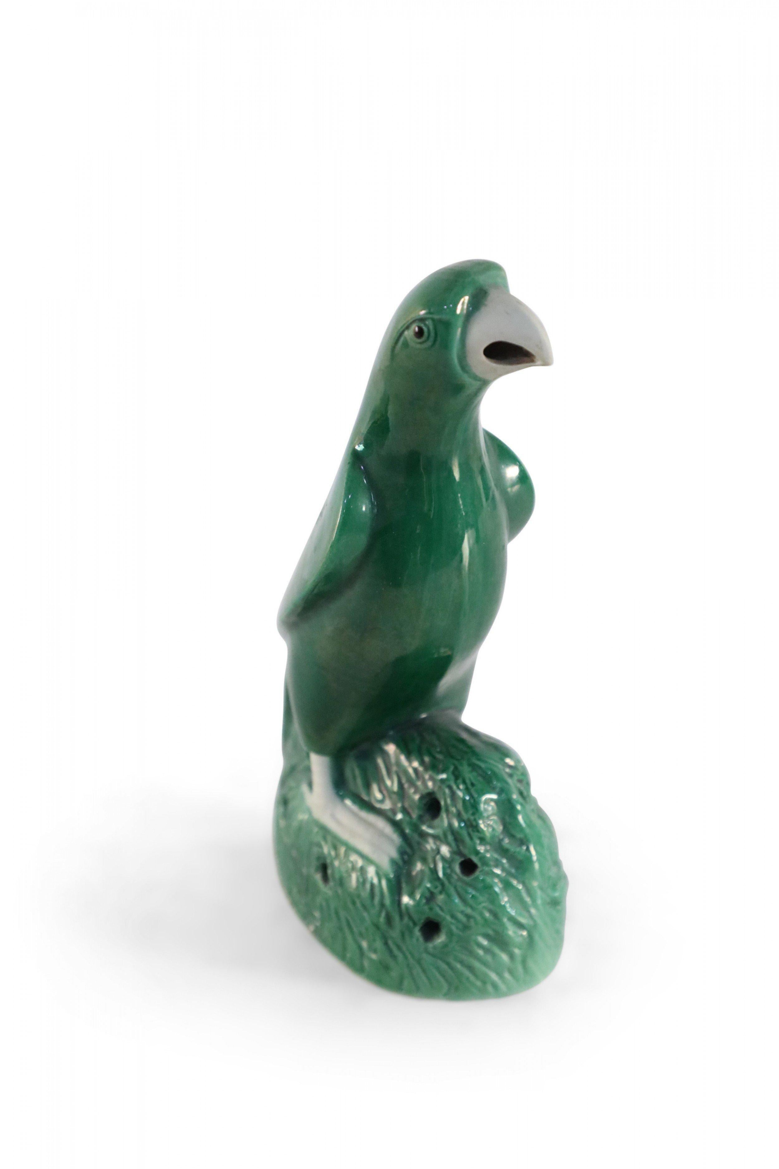 Chinese Green Glazed Porcelain Parrot Statue For Sale 2