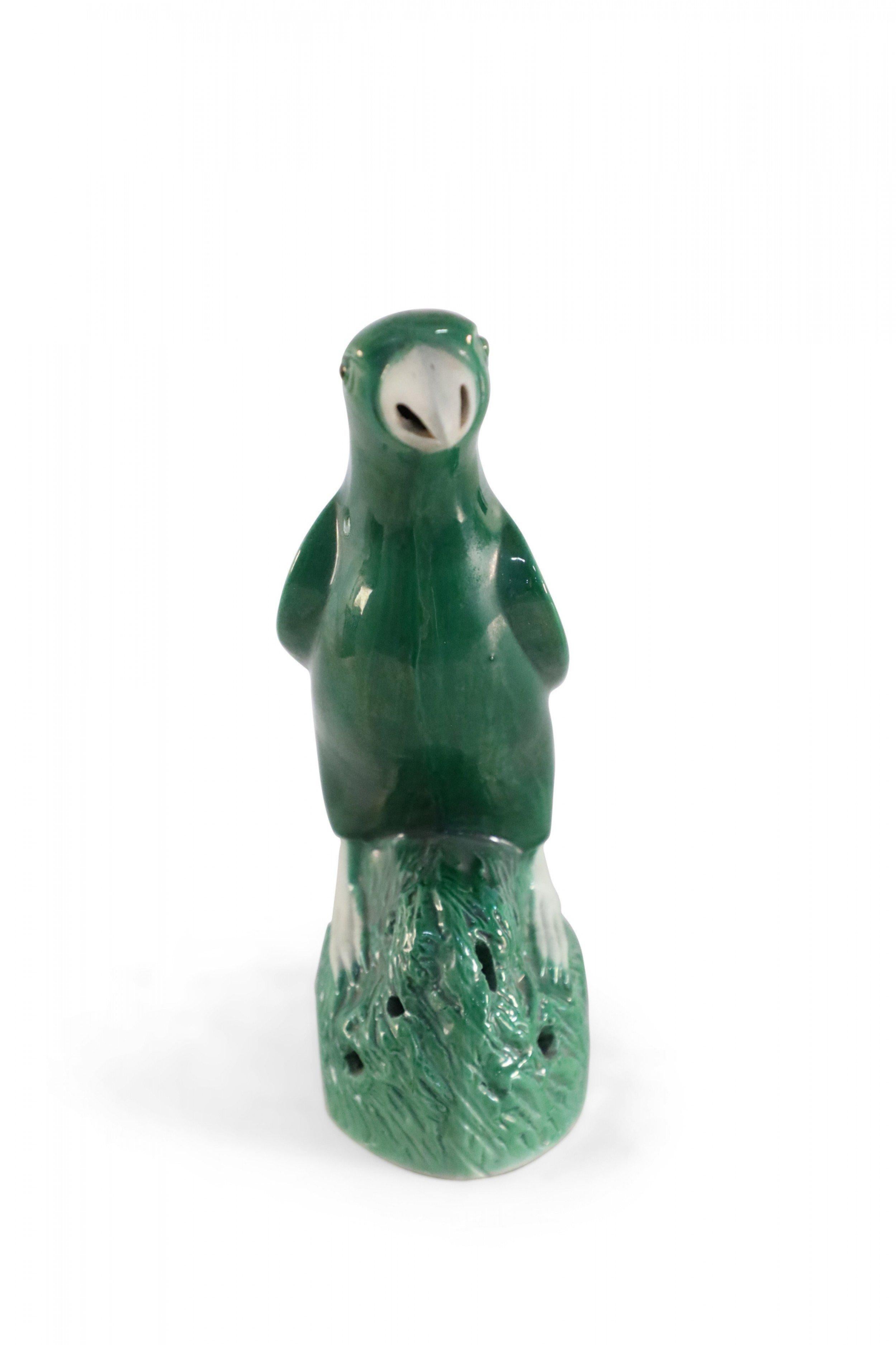 Chinese Green Glazed Porcelain Parrot Statue For Sale 3