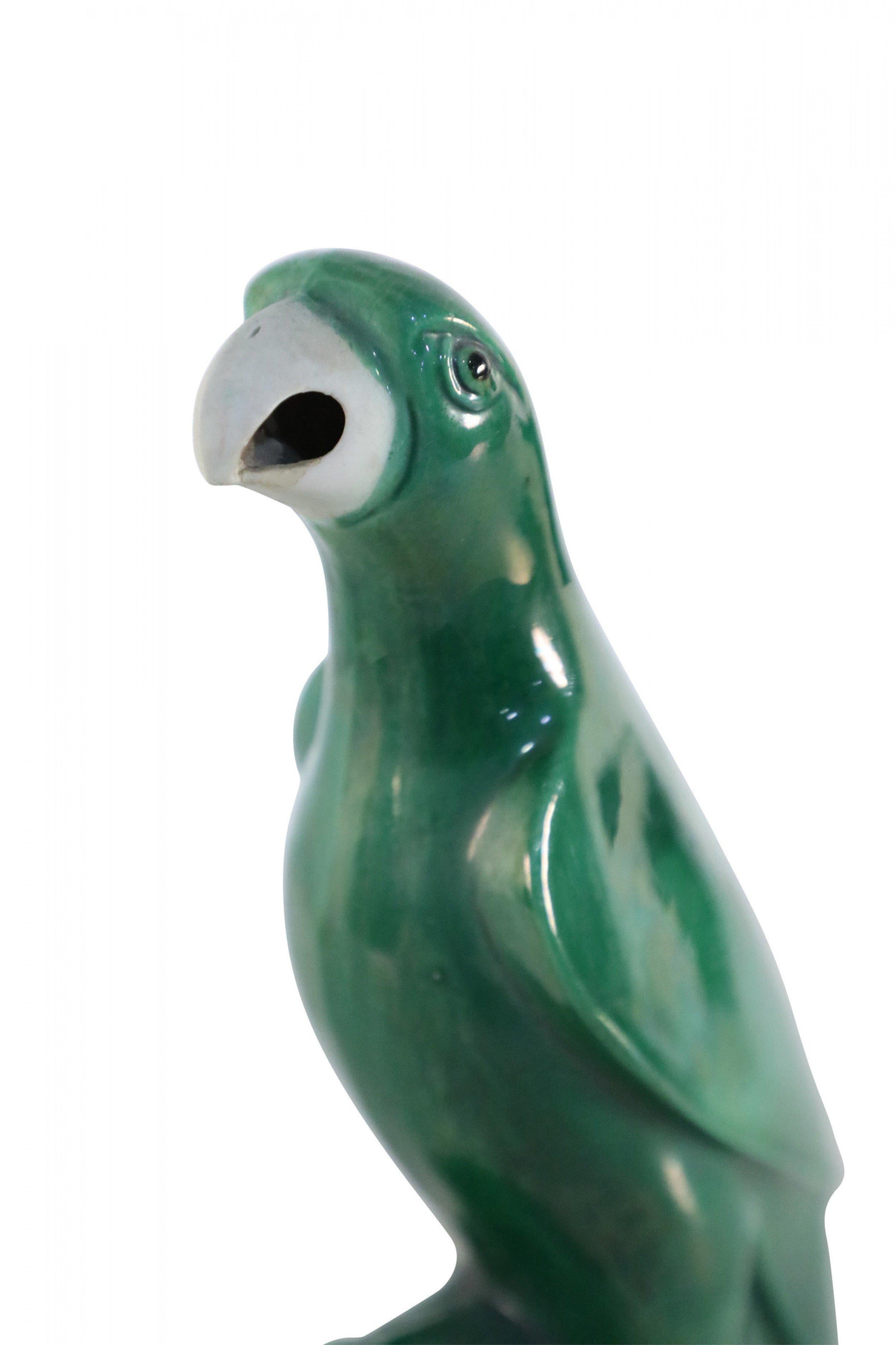 Chinese Green Glazed Porcelain Parrot Statue For Sale 4