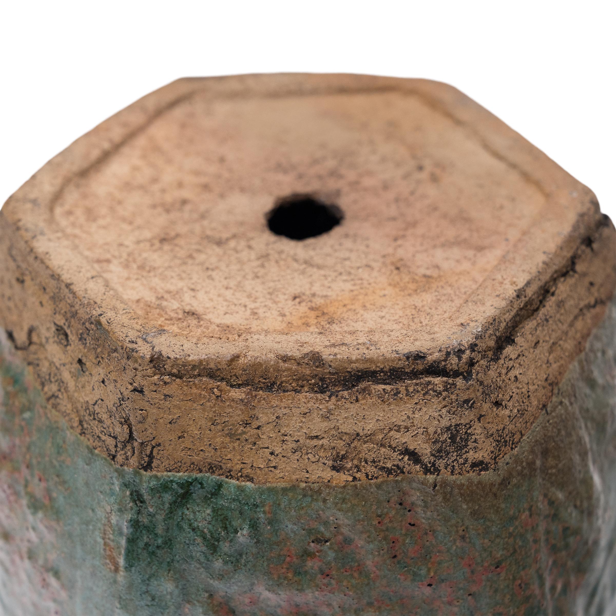 Earthenware Chinese Green Glazed Salt Jar, c. 1800 For Sale