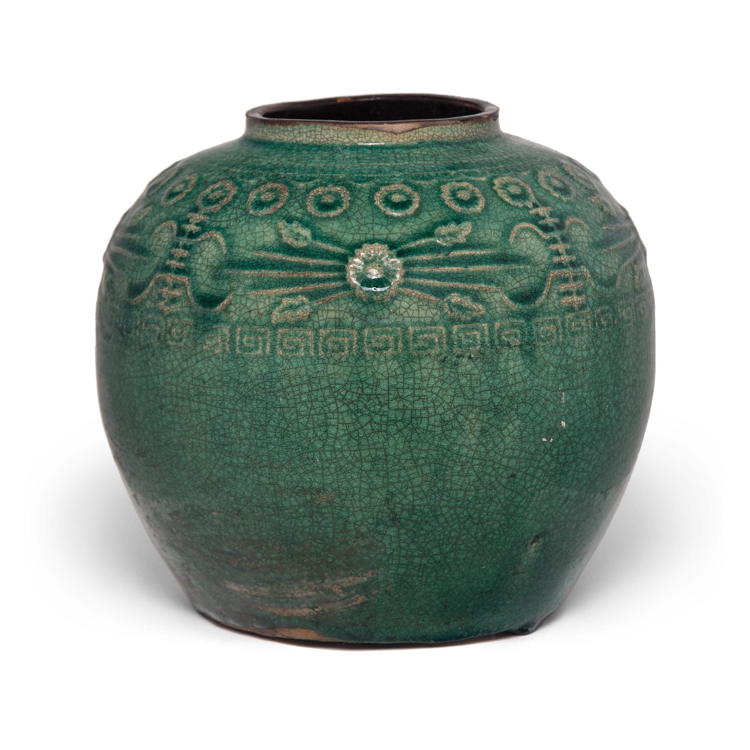 Qing Chinese Green Glazed Salt Jar, c. 1900