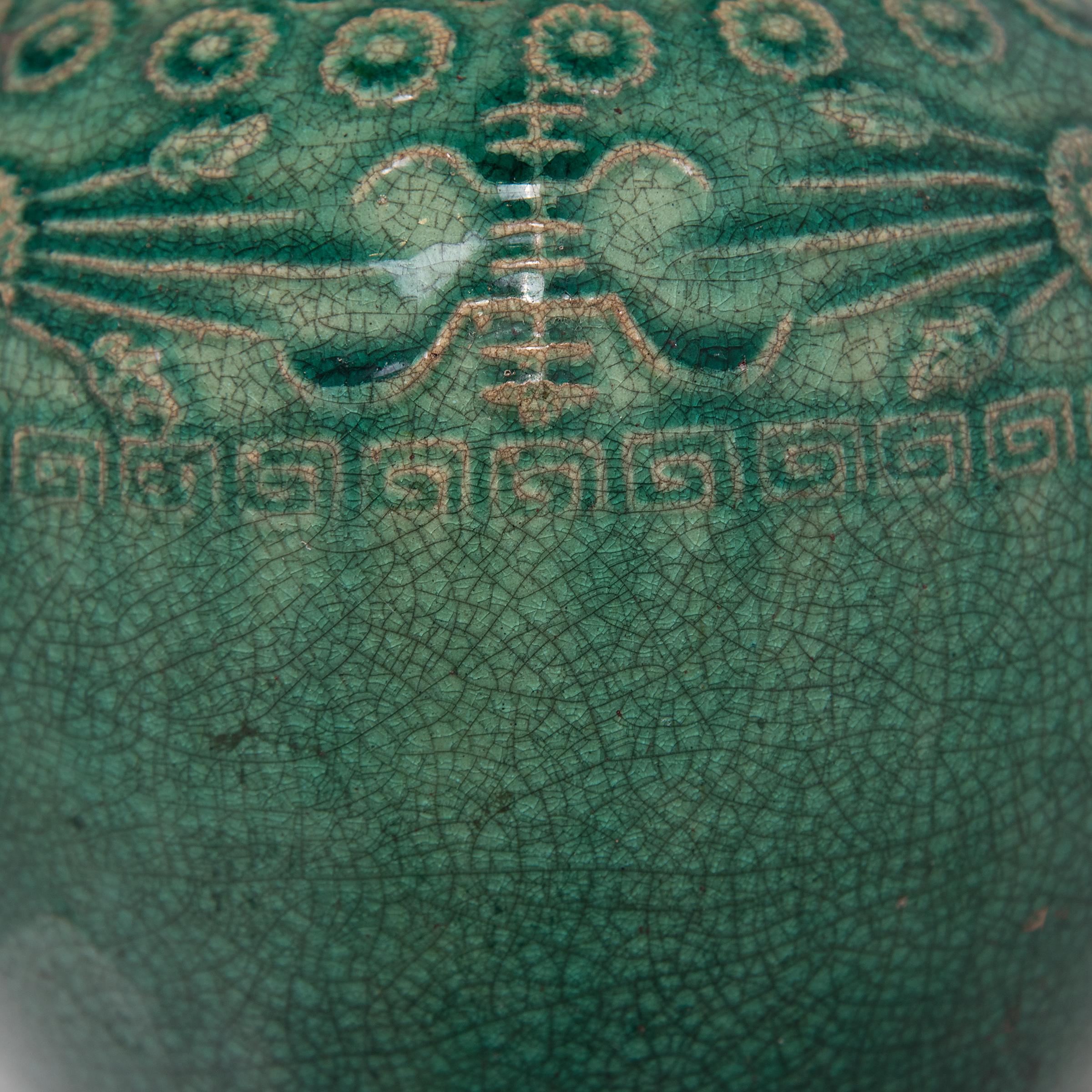 Ceramic Chinese Green Glazed Salt Jar, c. 1900