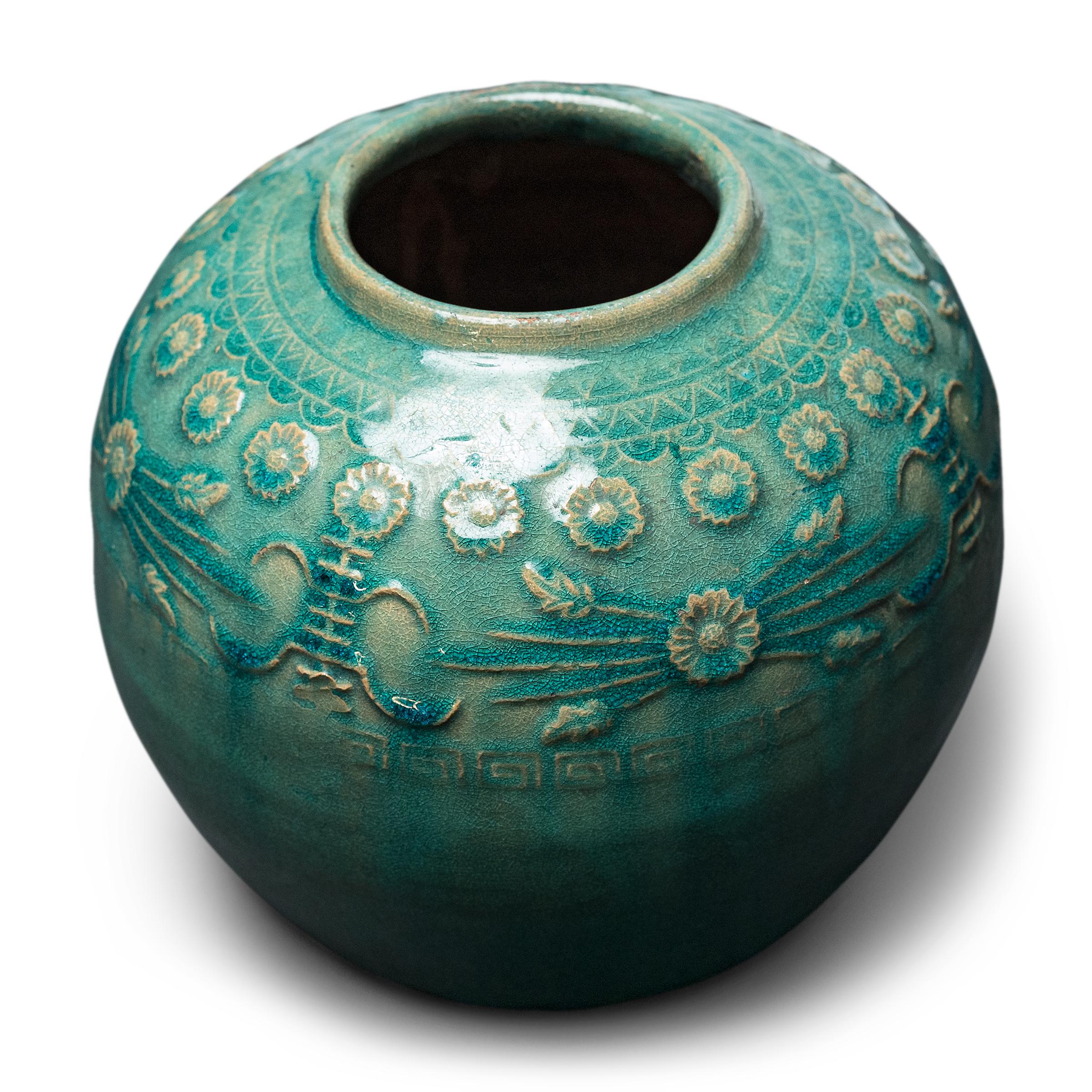 Qing Chinese Green Glazed Salt Jar, c. 1900