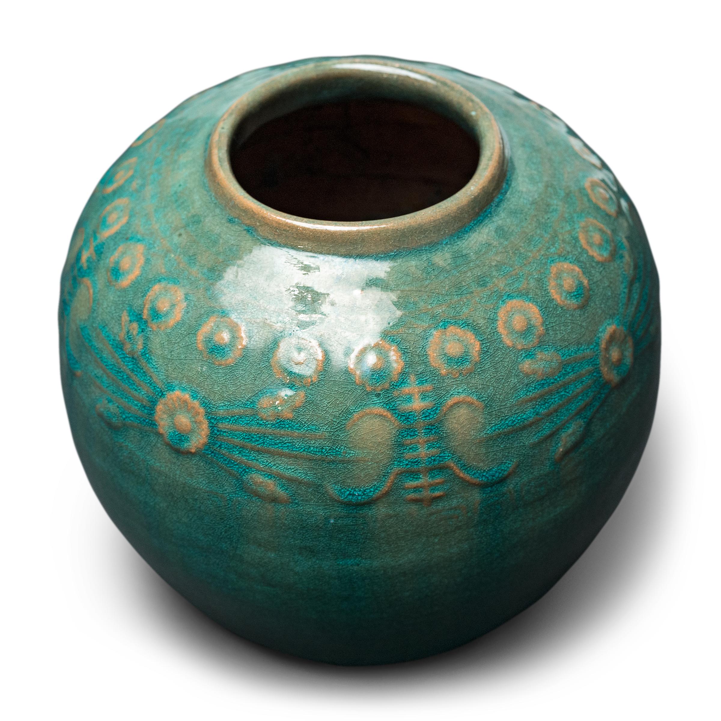 Qing Chinese Green Glazed Salt Jar, c. 1900