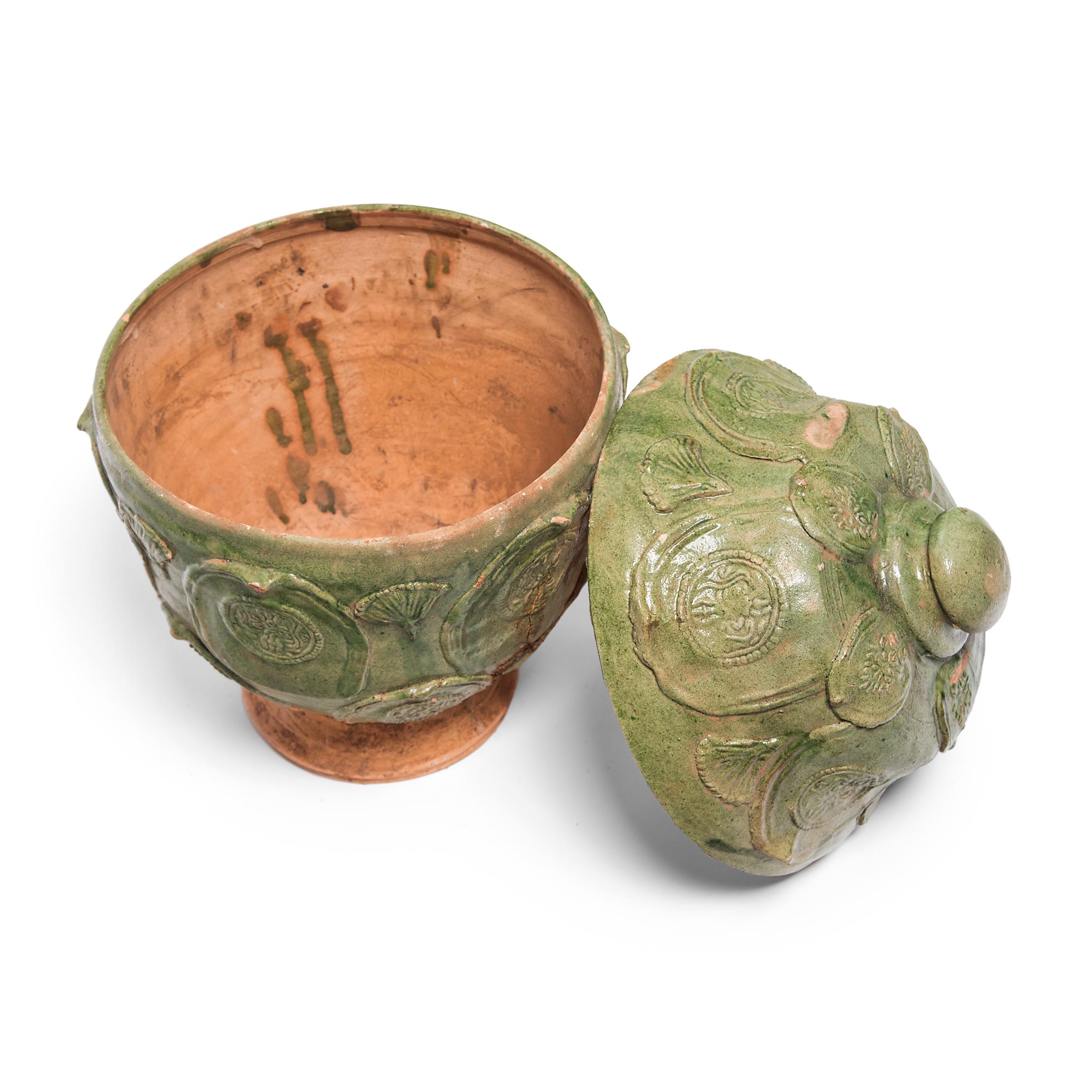 Ceramic Chinese Green Glazed Temple Jar, c. 1900