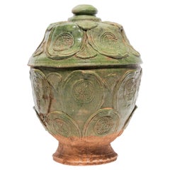 Antique Chinese Green Glazed Temple Jar, c. 1900