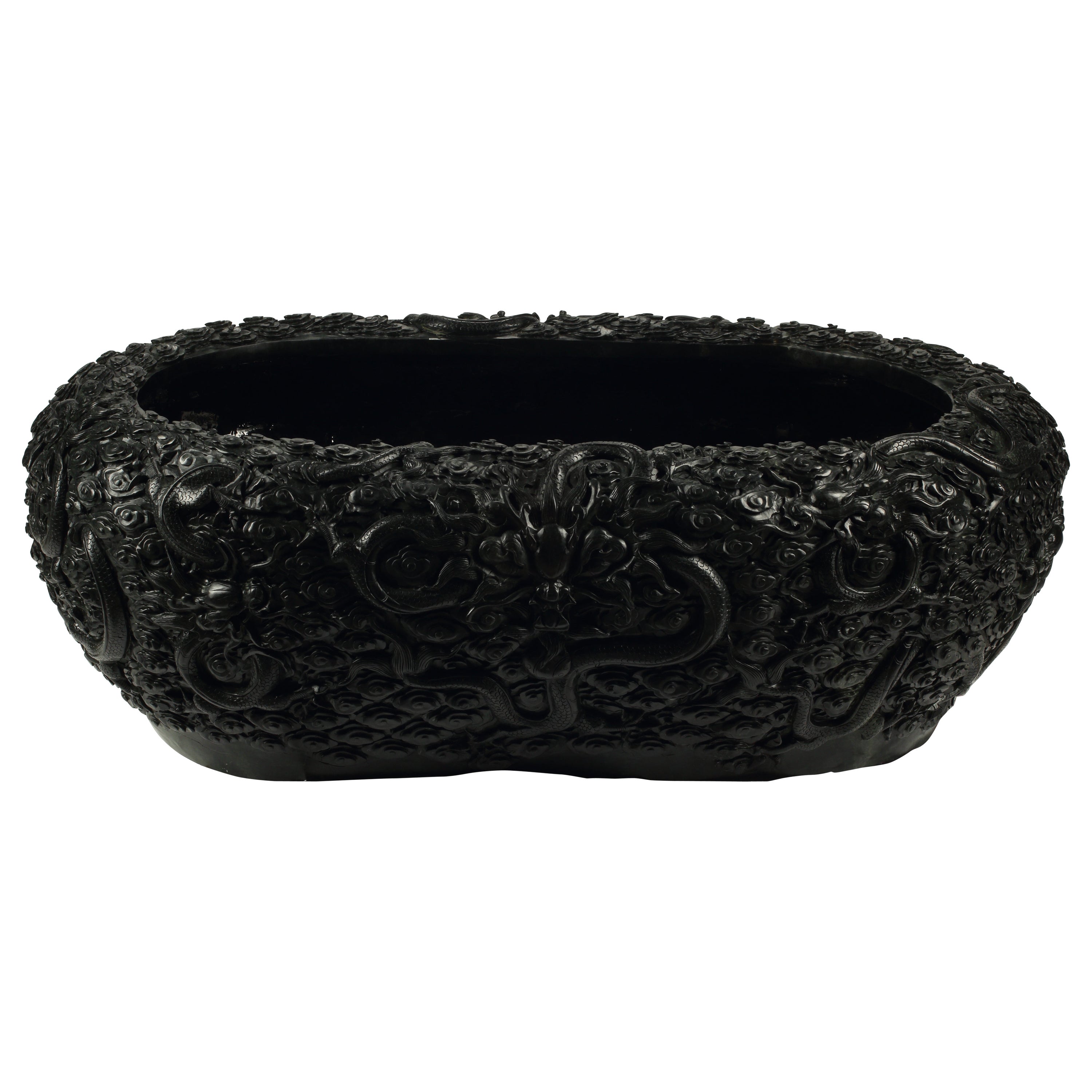 Chinese Green Hardstone Hand Carved Planter