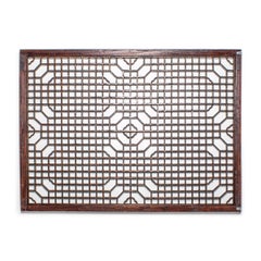 Chinese Green Lacquer Lattice Window Panel