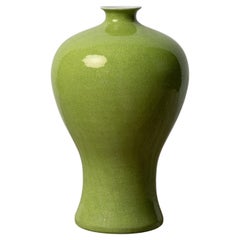 Vintage Chinese Green Monochrome Meiping Vase