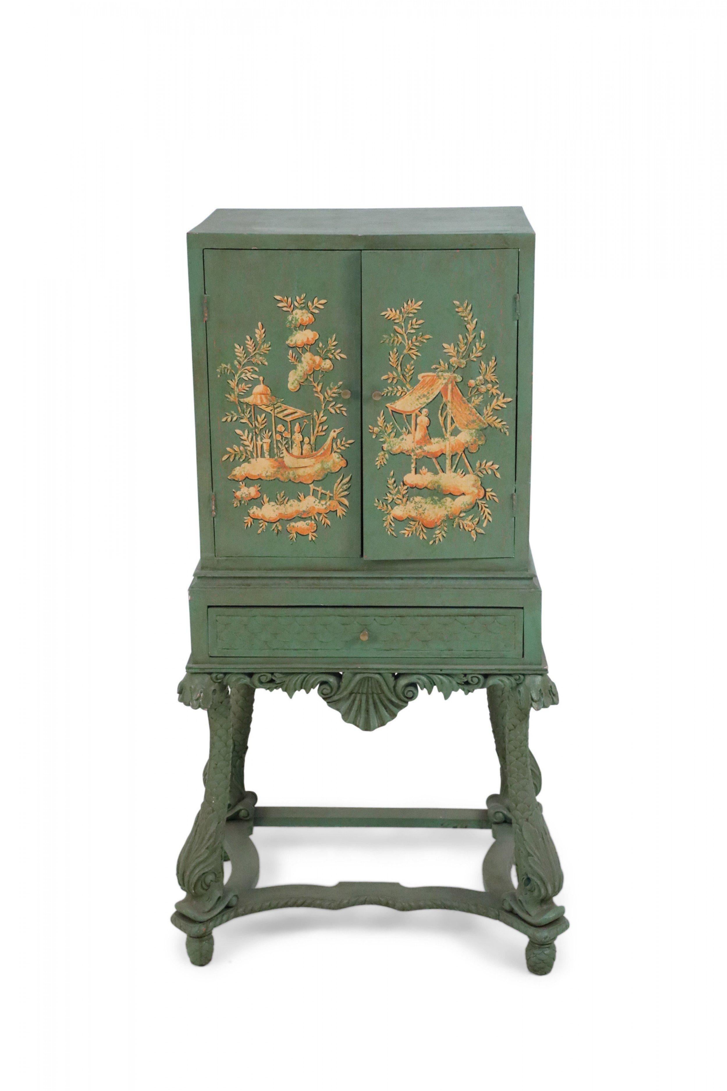 Chinese Green Painted Highboy Cabinet 3