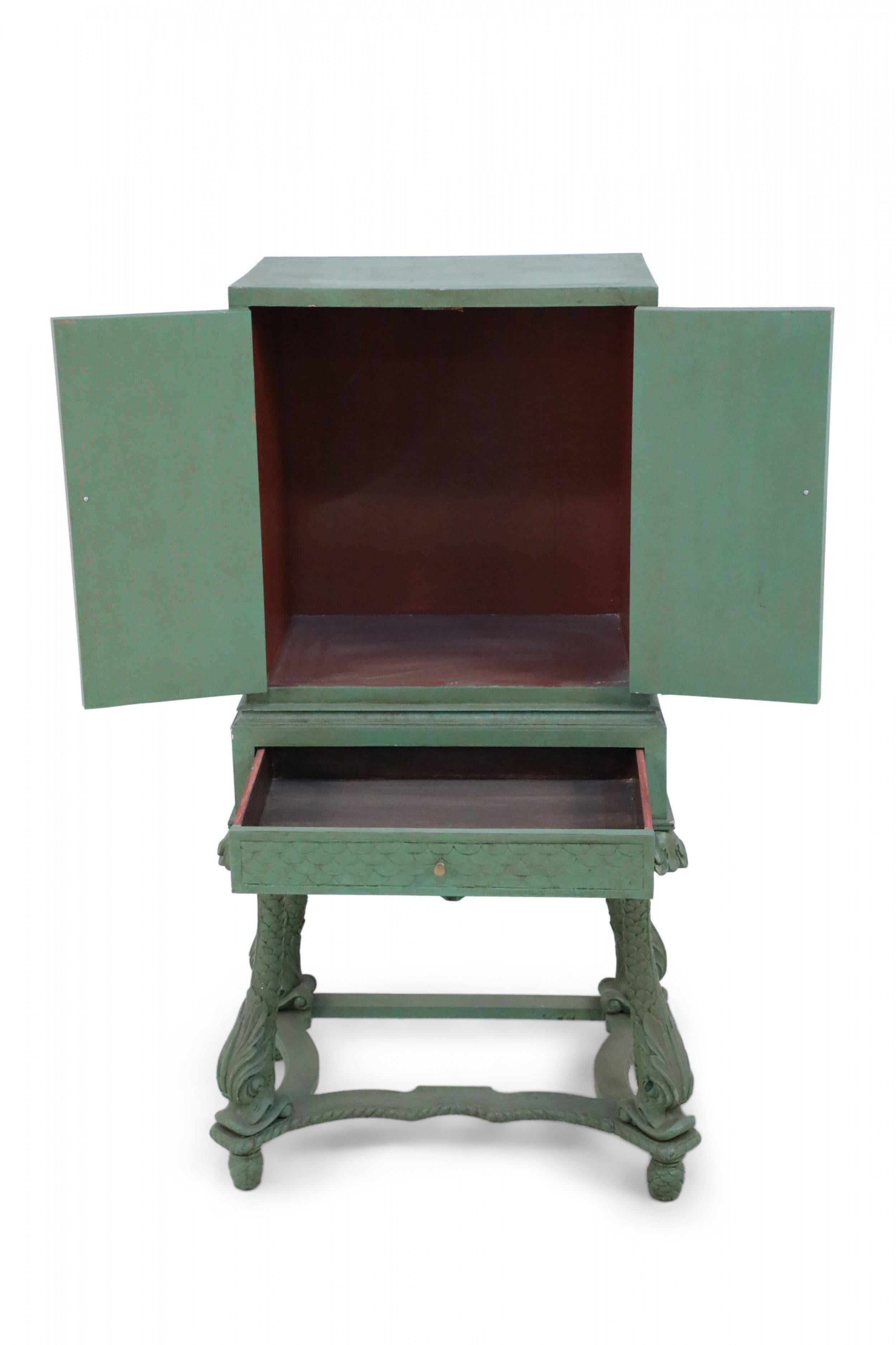 Chinese Green Painted Highboy Cabinet 4