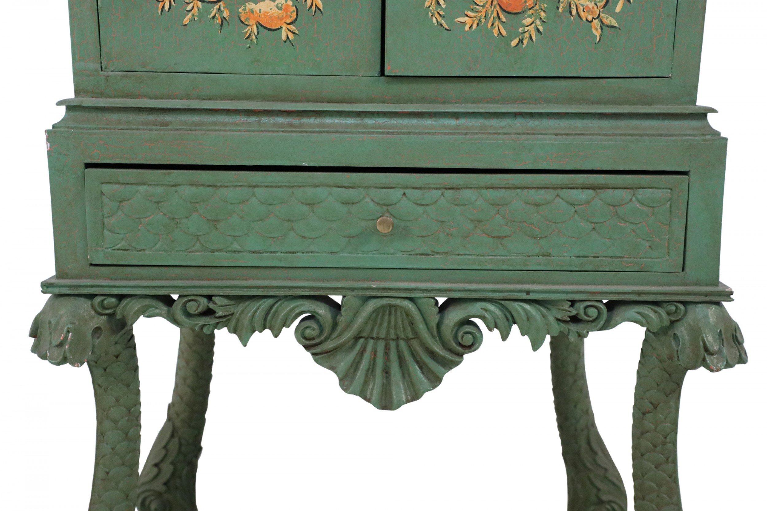 Chinese Green Painted Highboy Cabinet 9