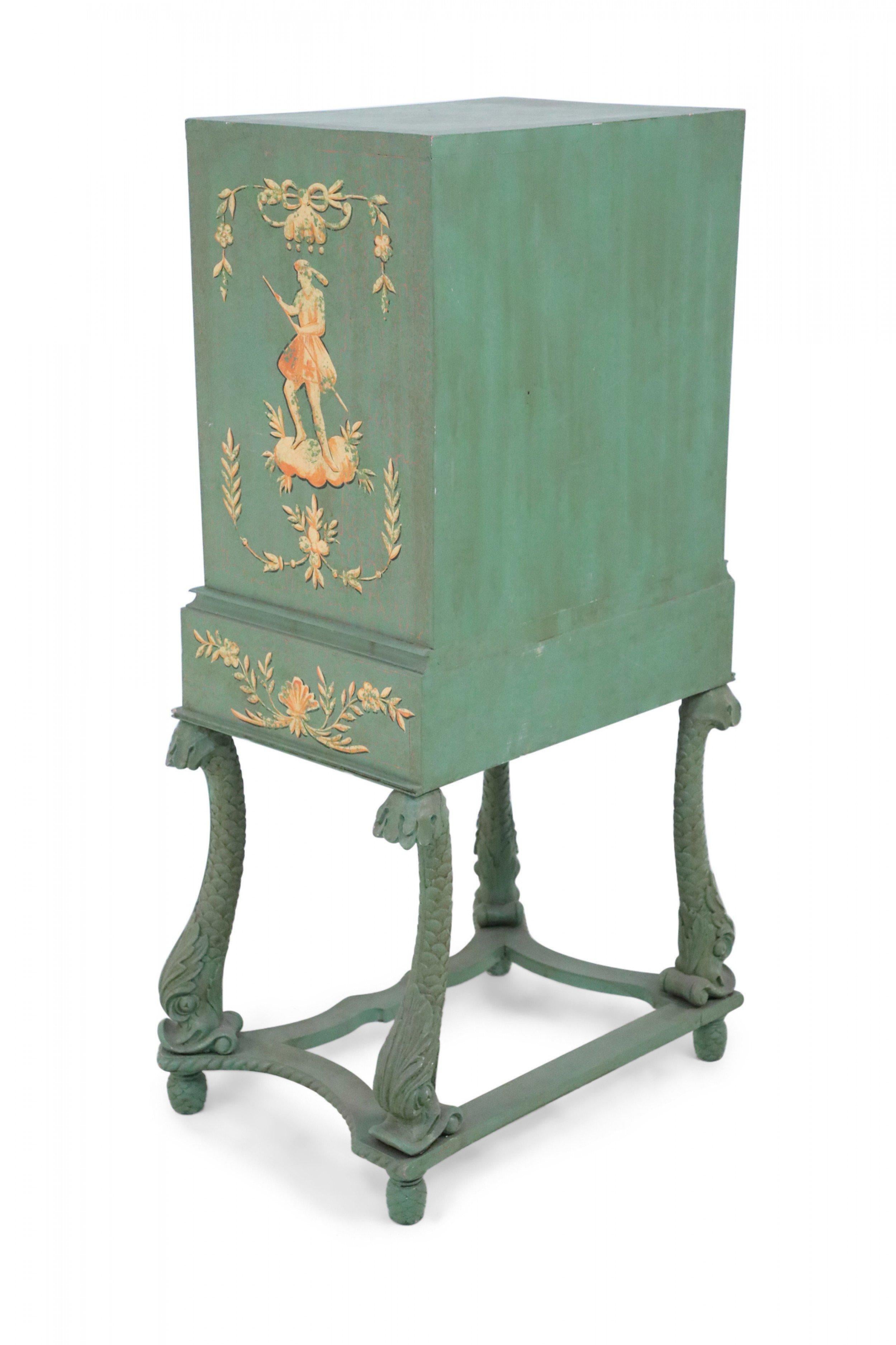 Chinese Export Chinese Green Painted Highboy Cabinet