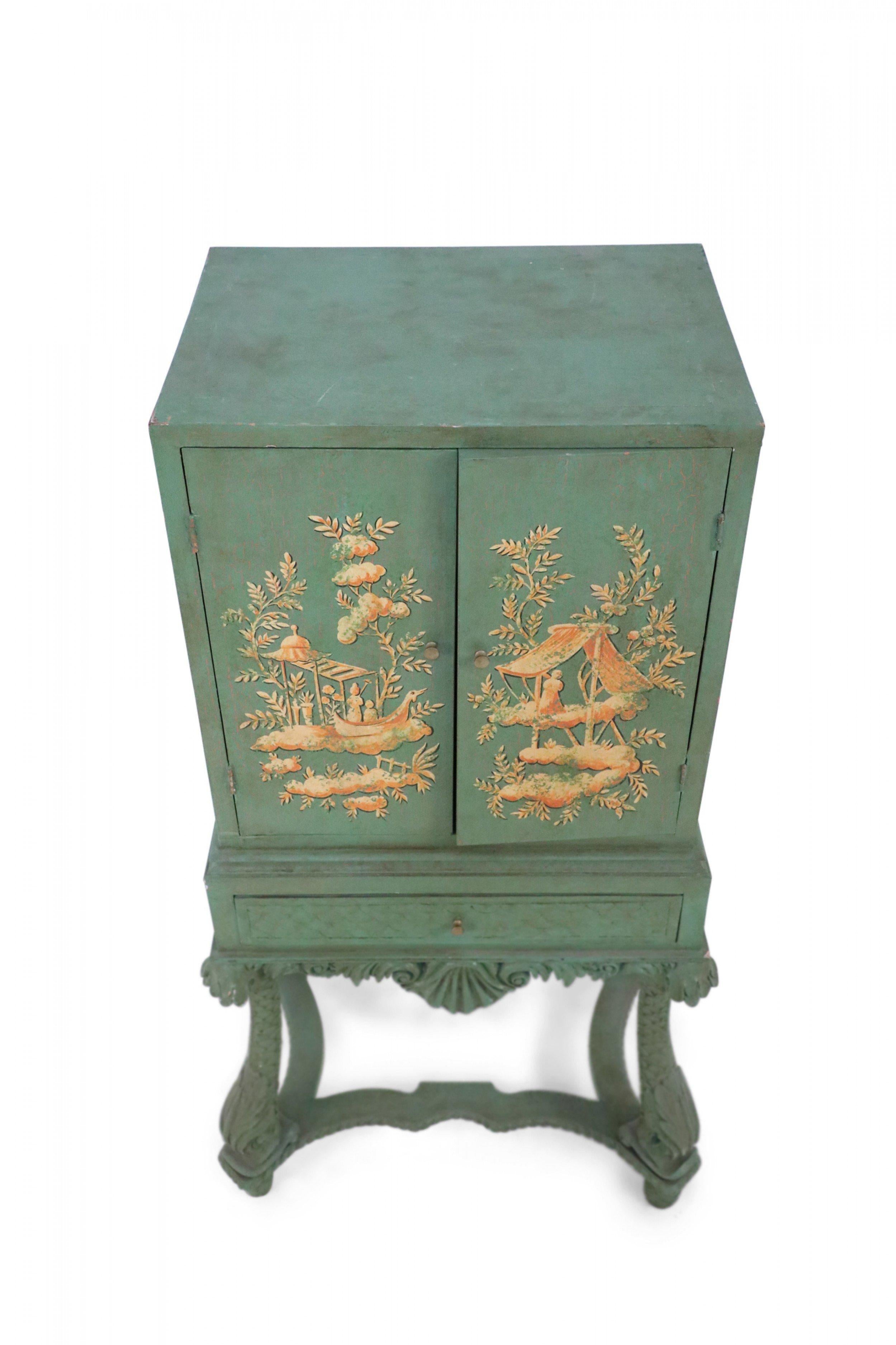 Chinese Green Painted Highboy Cabinet 2